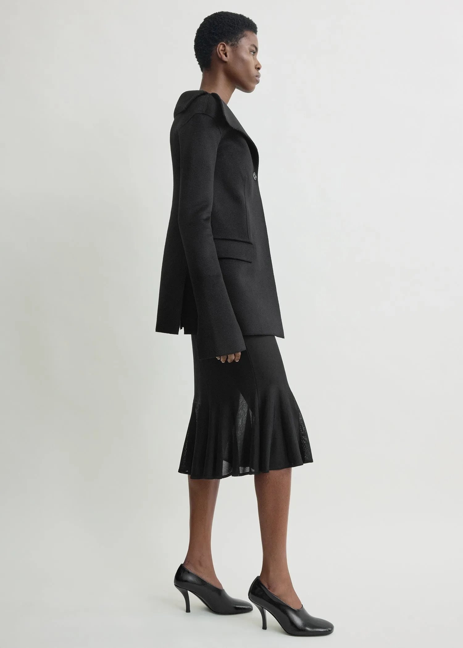 Open collar wool jacket black sold by Toteme product image thumbnail 2