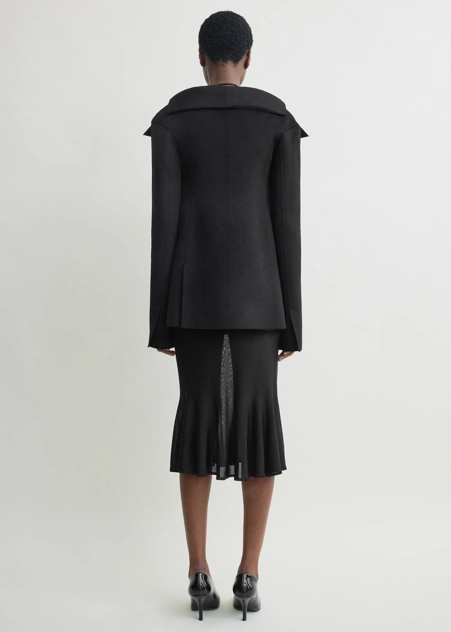 Open collar wool jacket black sold by Toteme product image thumbnail 3