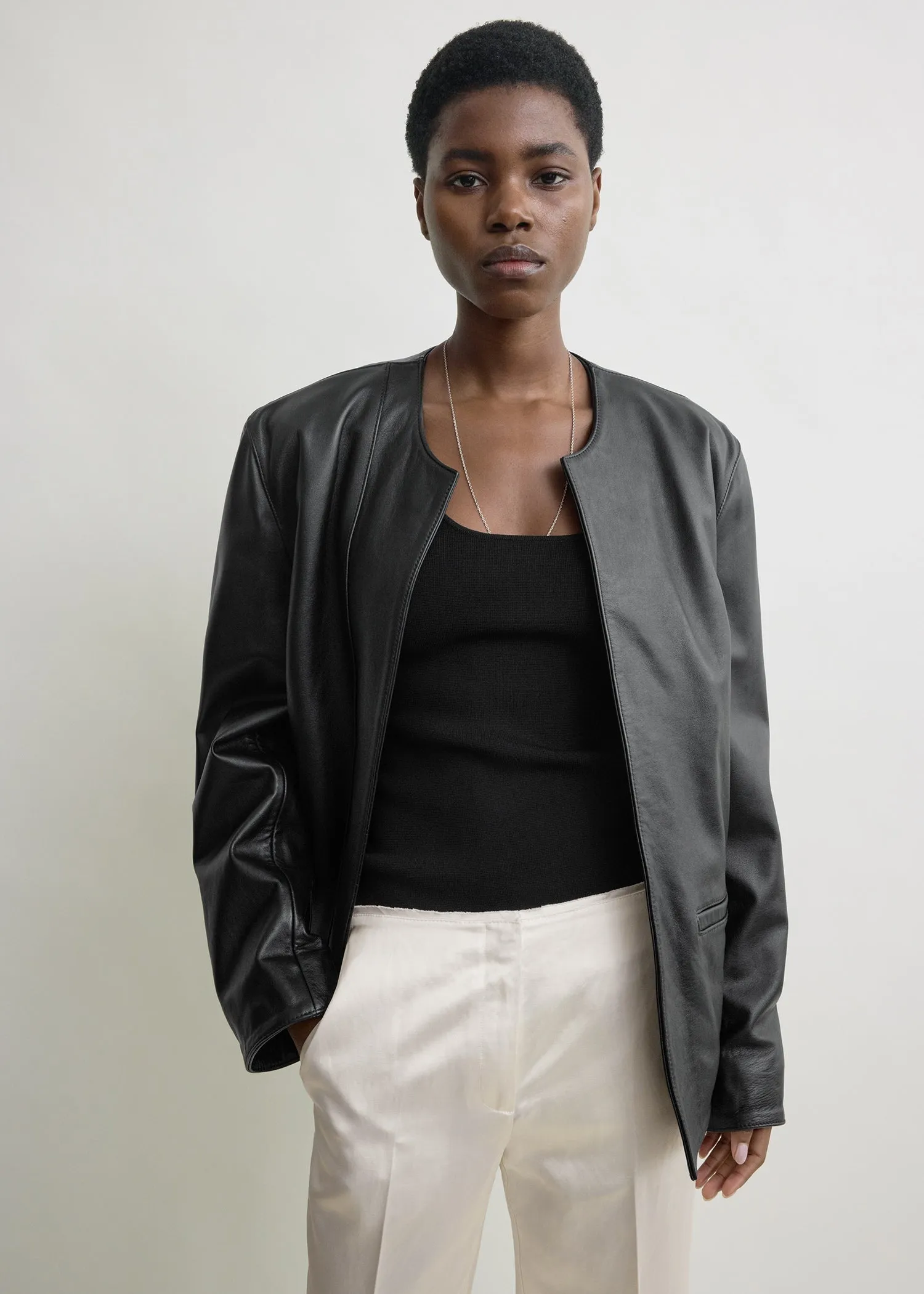 Minimal biker jacket black sold by Toteme product image thumbnail 4