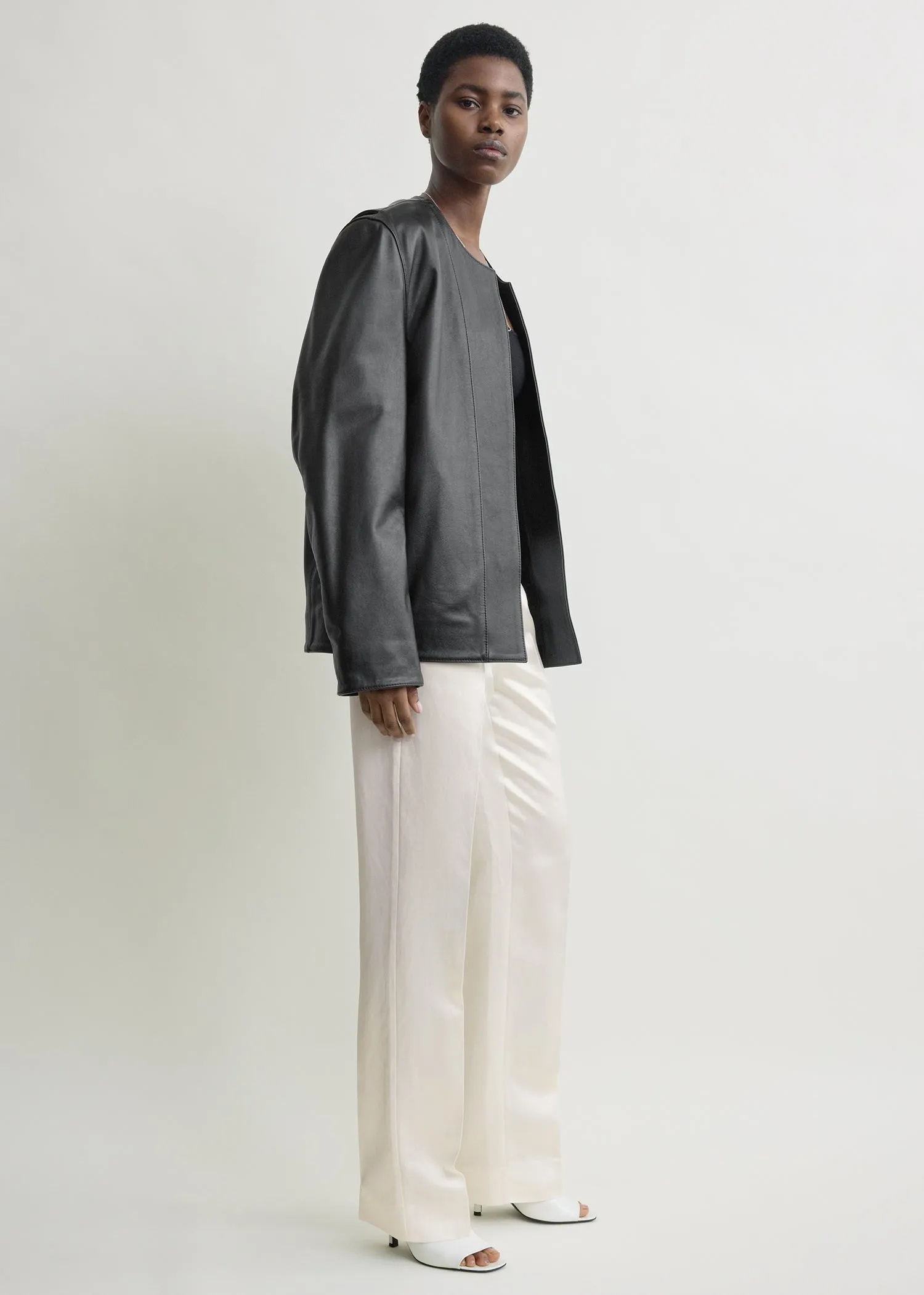 Minimal biker jacket black sold by Toteme product image thumbnail 2