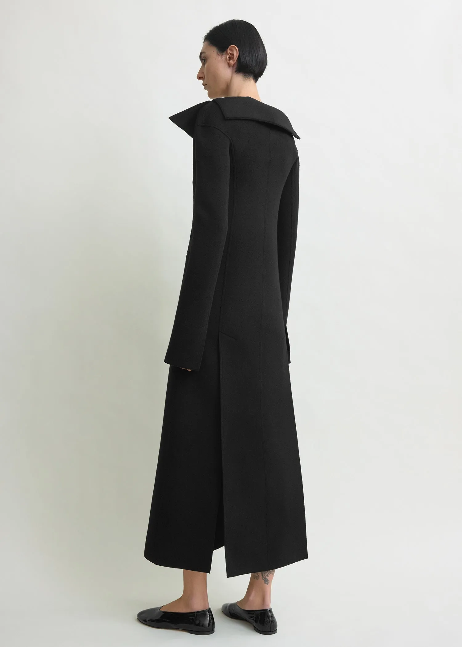 Open collar wool coat black sold by Toteme product image thumbnail 3