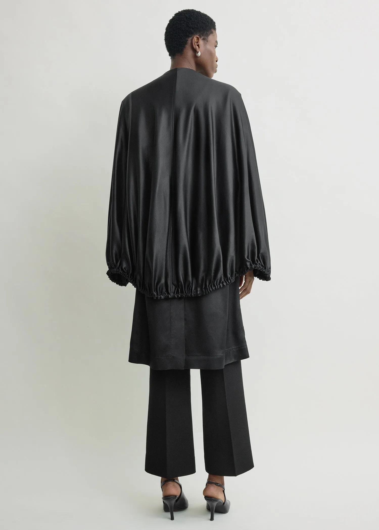Detachable cape evening coat black sold by Toteme product image thumbnail 3