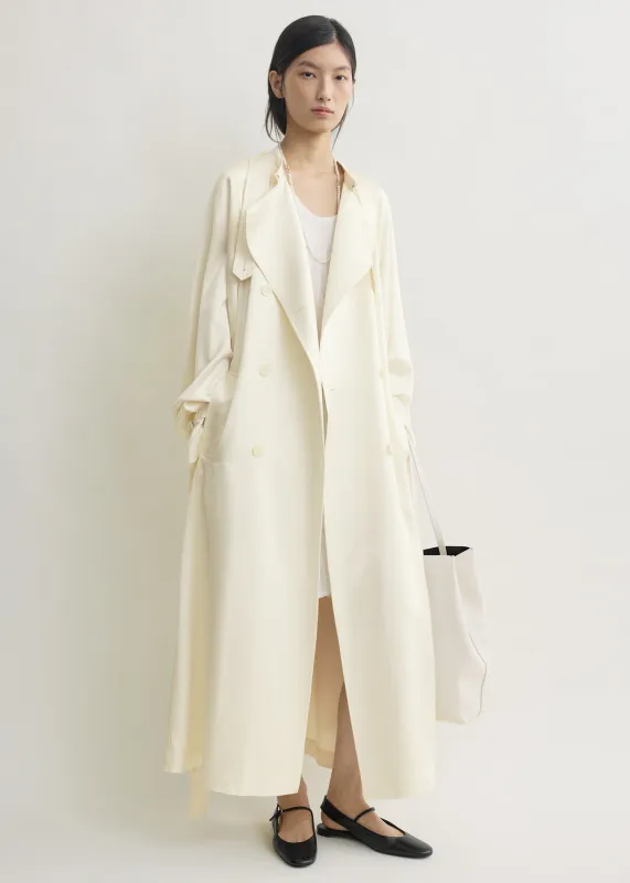 Draped satin trench off-white made by Toteme