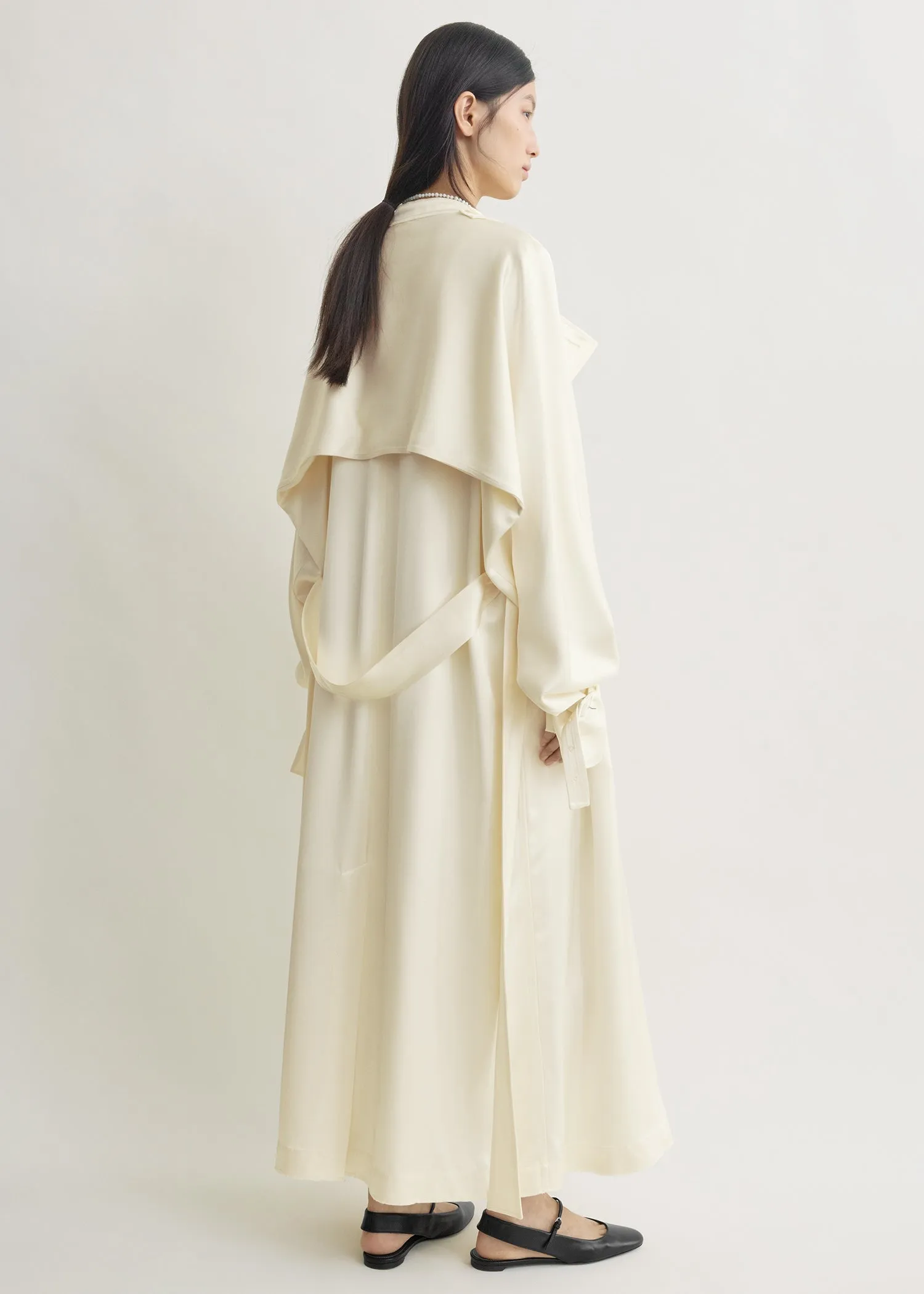 Draped satin trench off-white sold by Toteme product image thumbnail 3
