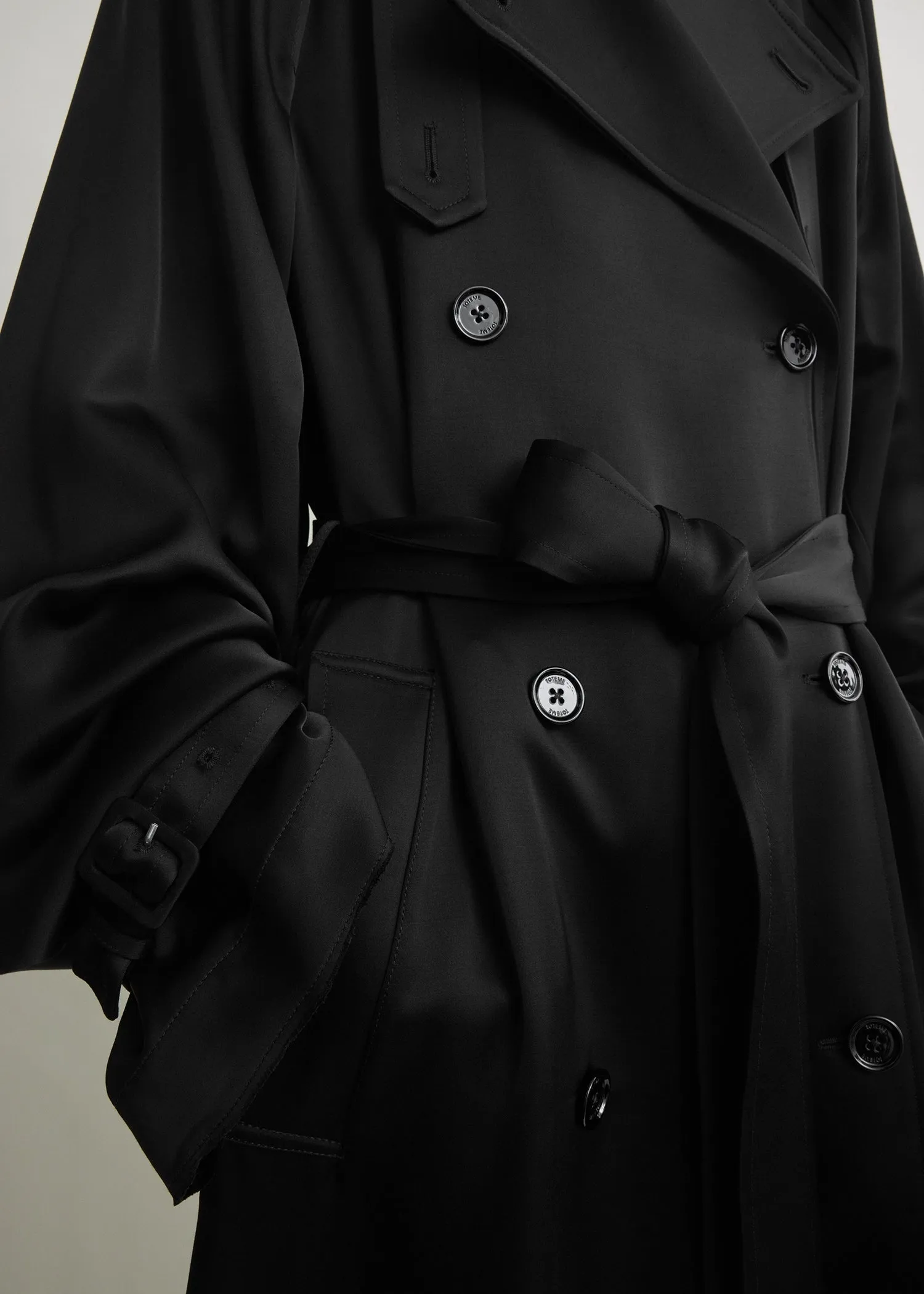 Draped satin trench black sold by Toteme product image thumbnail 4