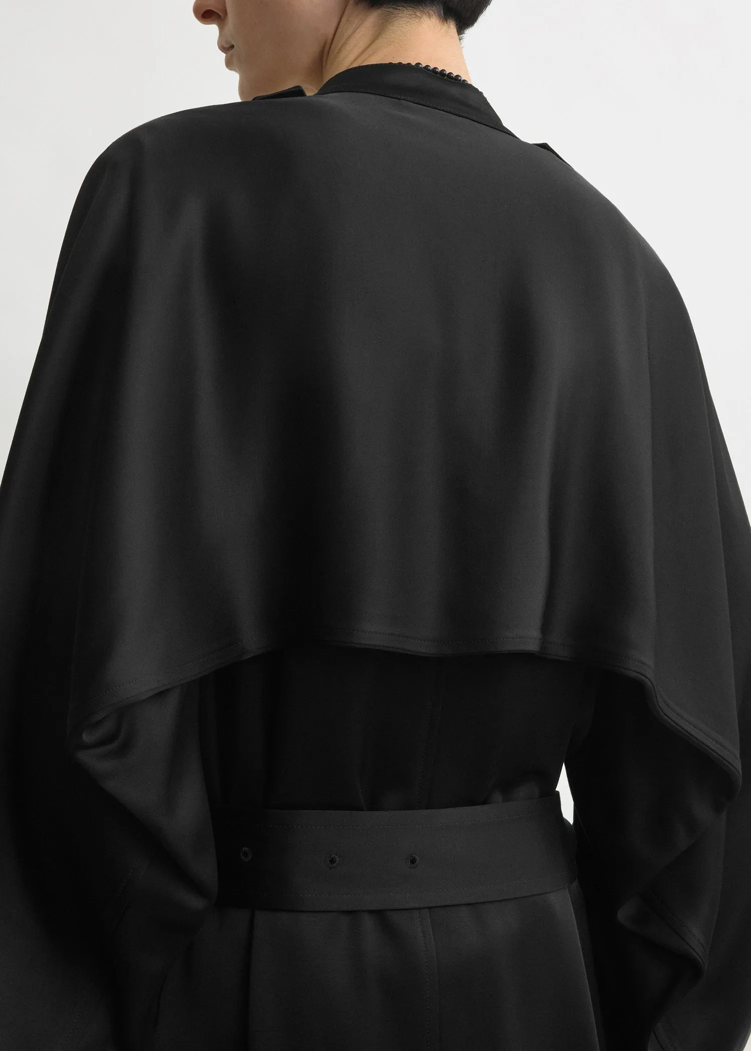 Draped satin trench black sold by Toteme product image thumbnail 5