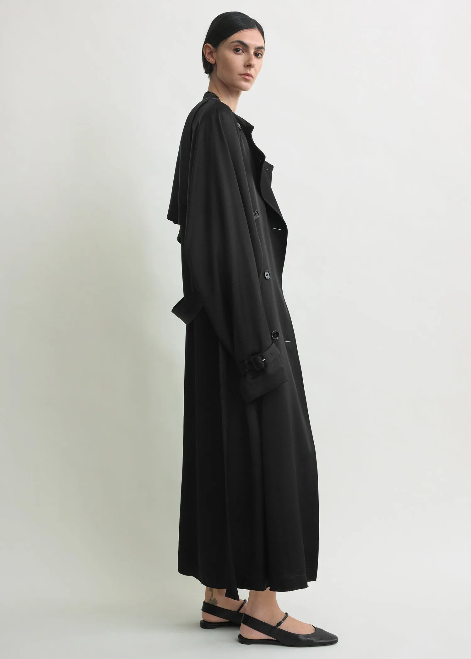 Draped satin trench black sold by Toteme product image thumbnail 2