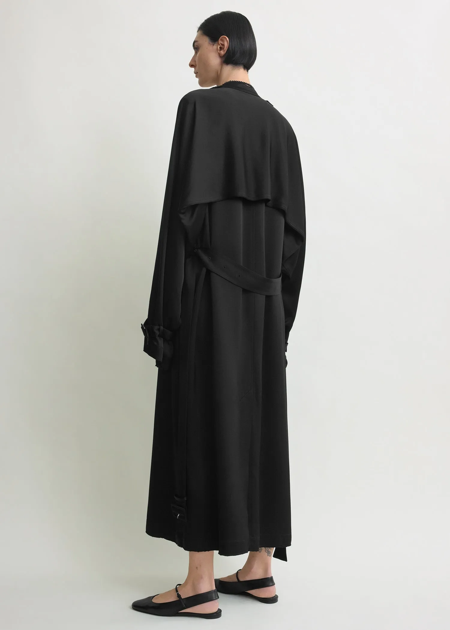 Draped satin trench black sold by Toteme product image thumbnail 3