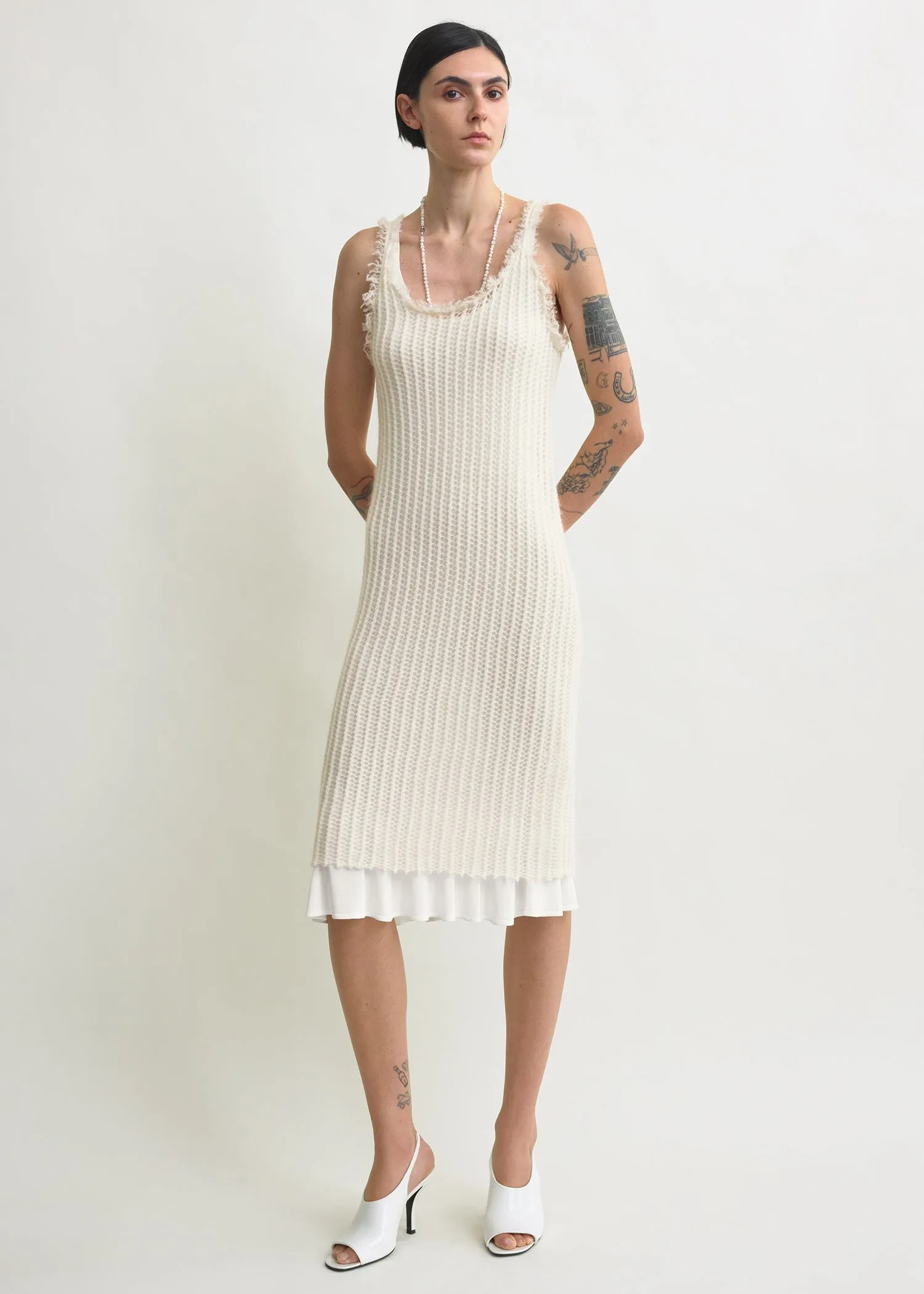 Mohair knit tank dress off-white sold by Toteme