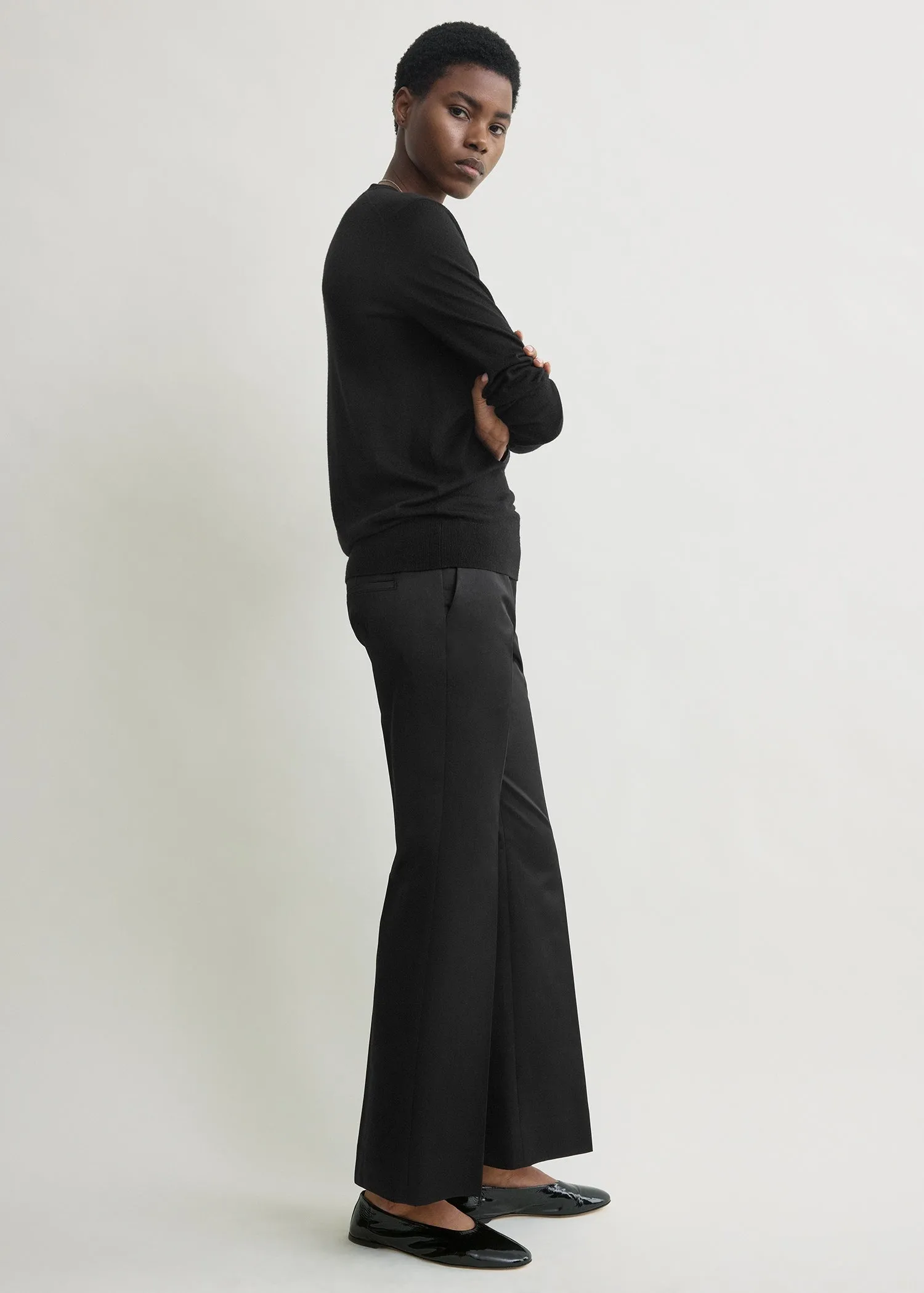 Kick flare raw-edge trousers black sold by Toteme product image thumbnail 3
