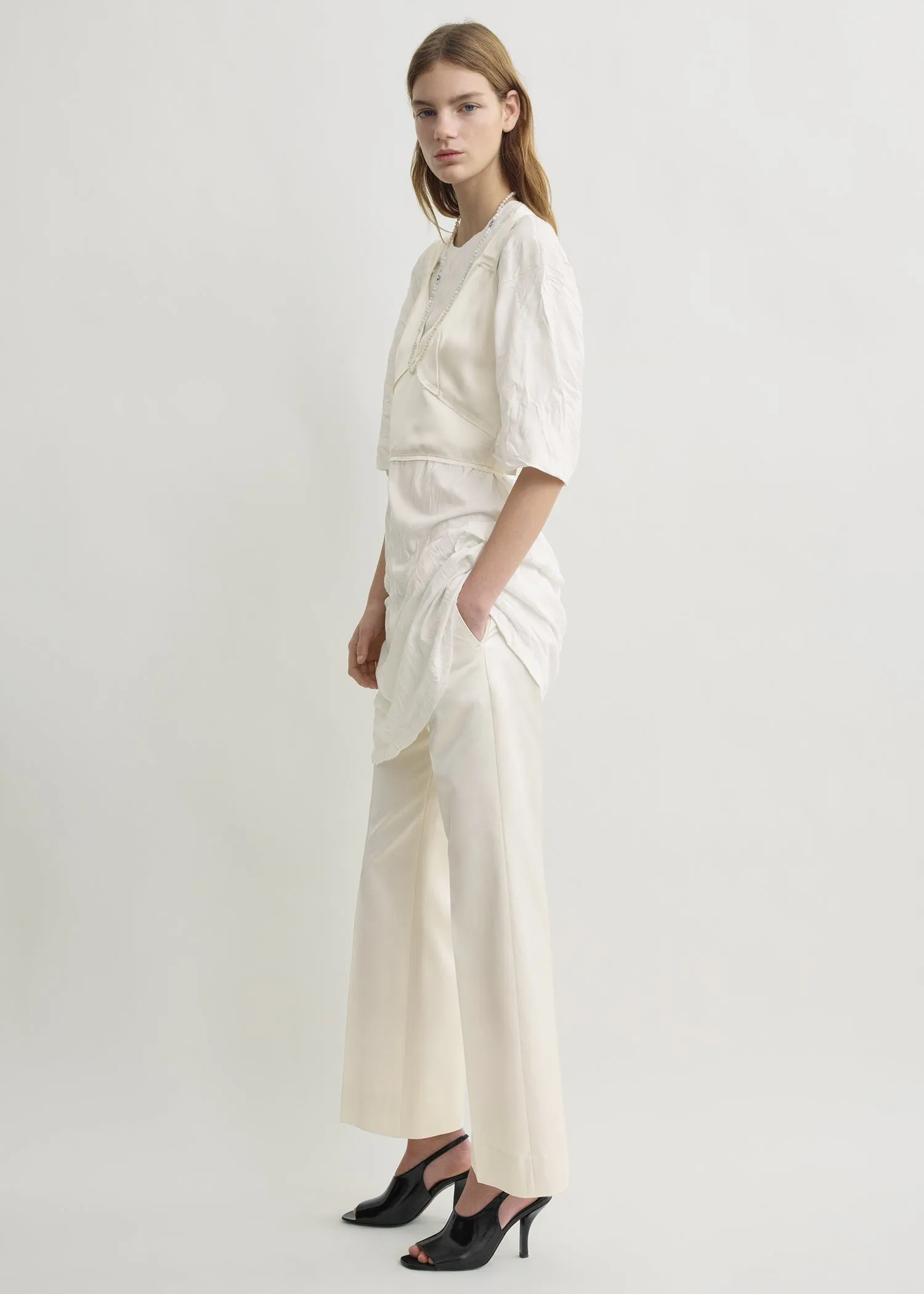 Cropped satin camisole off-white sold by Toteme product image thumbnail 2