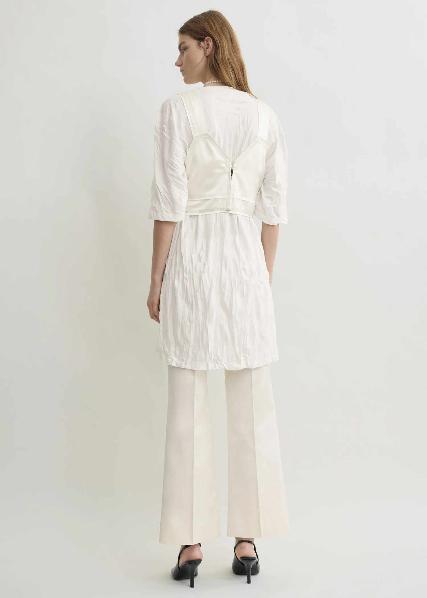 Cropped satin camisole off-white sold by Toteme product image thumbnail 3