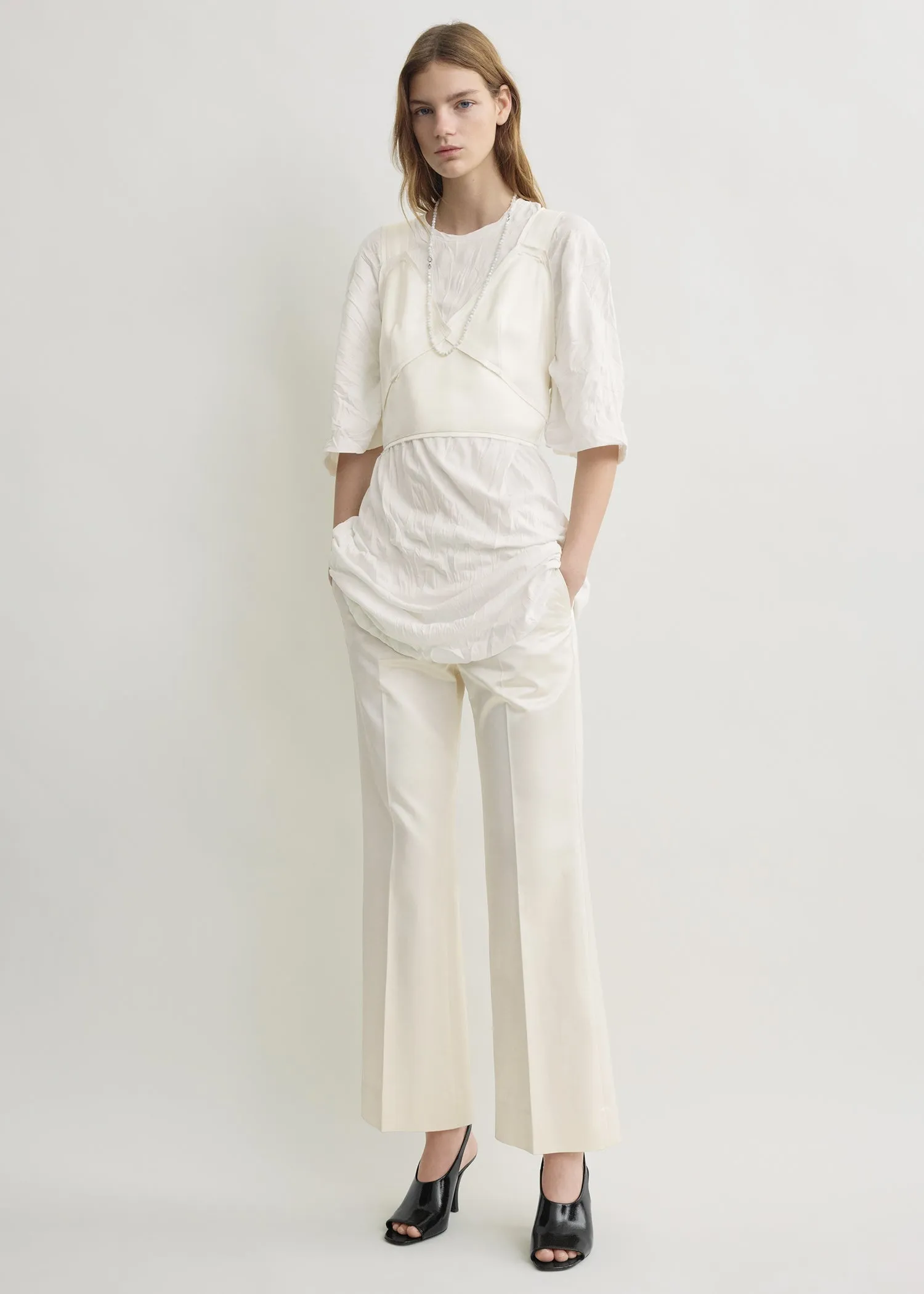 Cropped satin camisole off-white sold by Toteme