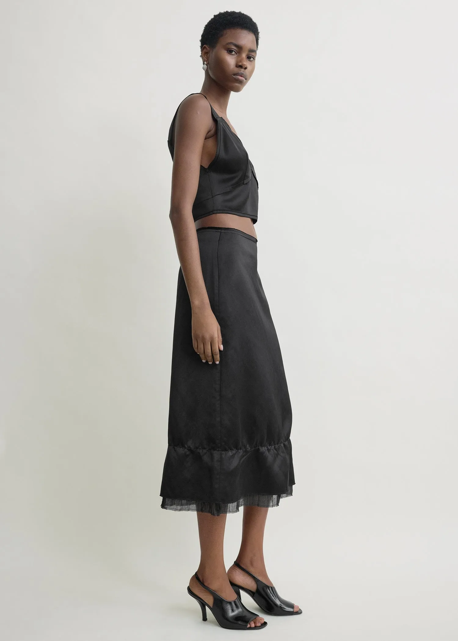 Cropped satin camisole black sold by Toteme product image thumbnail 2