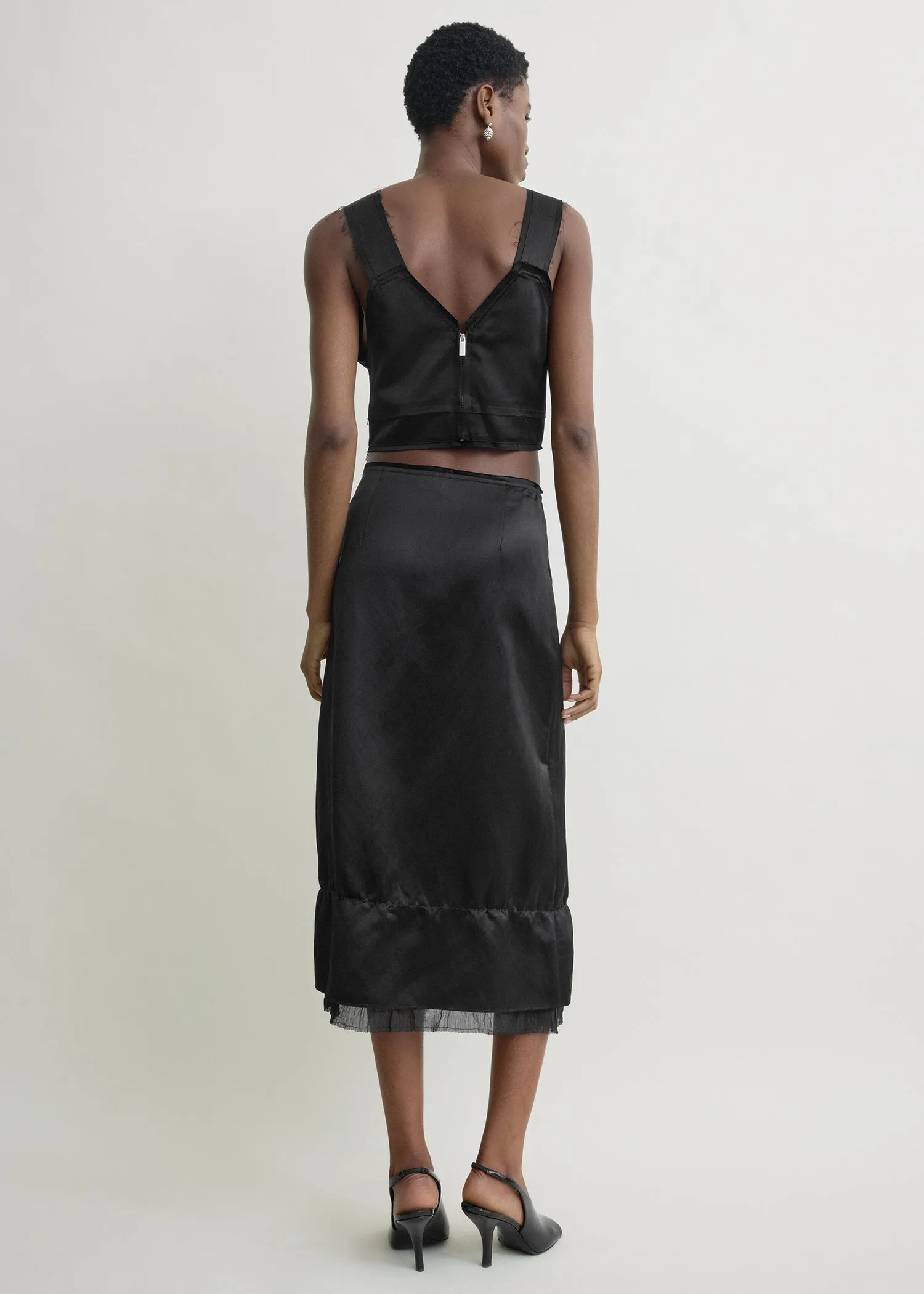 Cropped satin camisole black sold by Toteme product image thumbnail 3