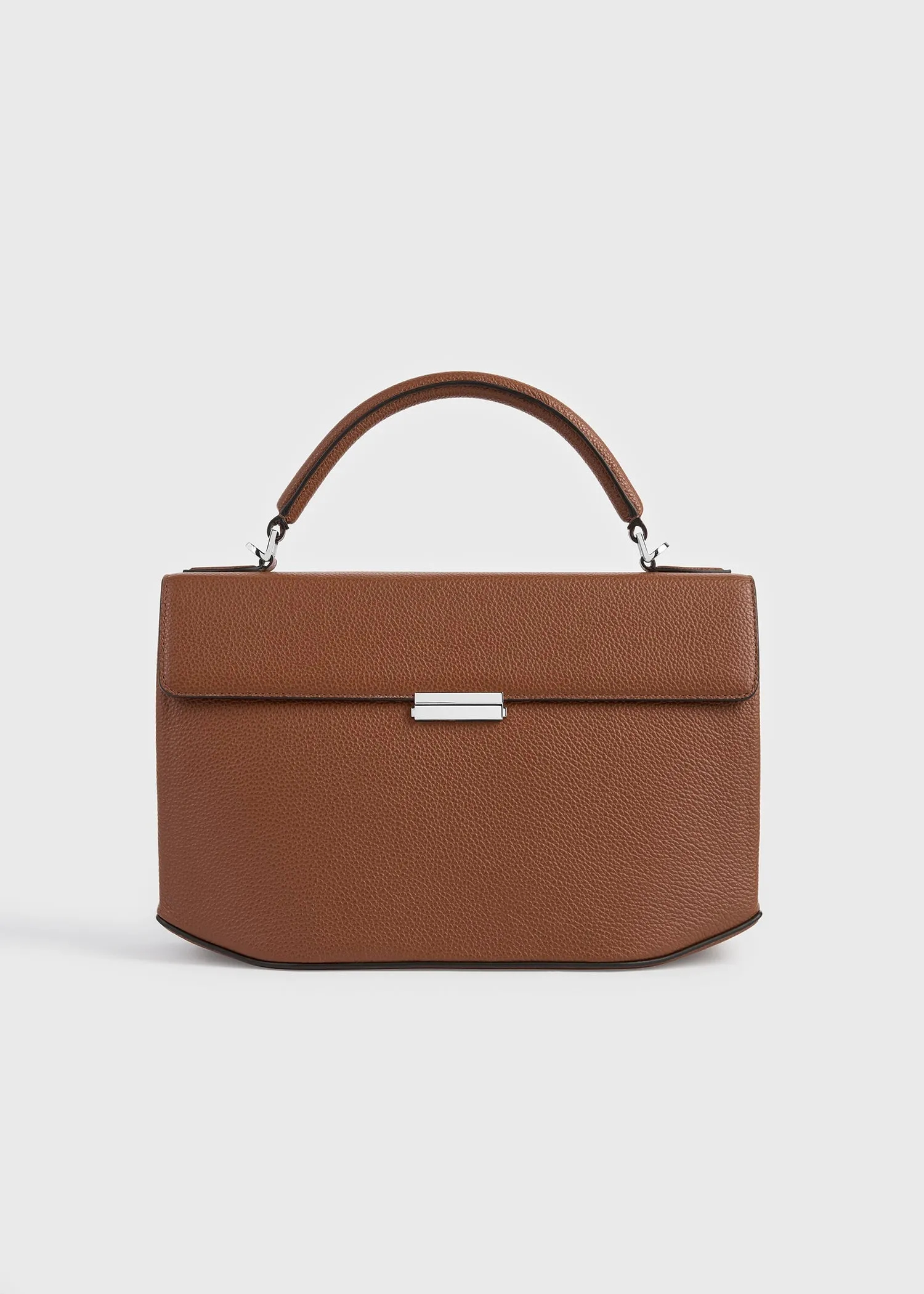 Clip grained-leather top handle sienna sold by Toteme
