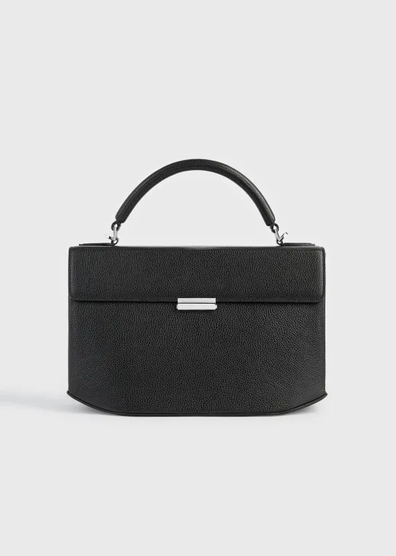Clip grained-leather top handle black made by Toteme
