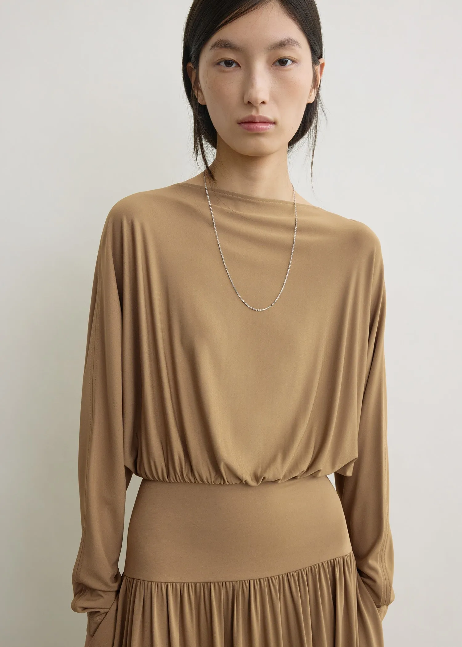 Boatneck jersey dress nutmeg sold by Toteme product image thumbnail 4