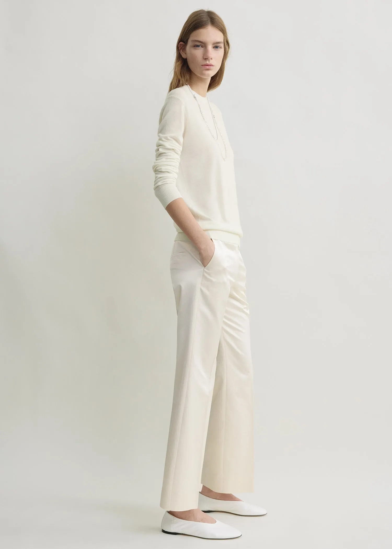 Kick flare raw-edge trousers stone sold by Toteme product image thumbnail 2