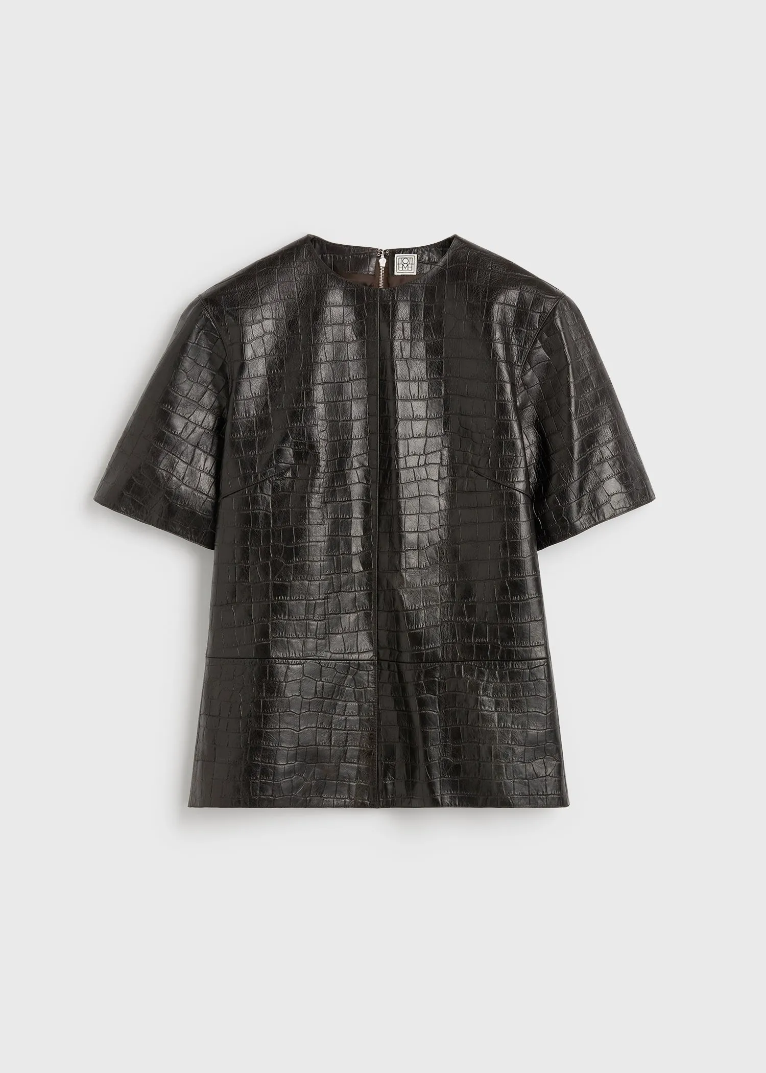 Croco-embossed tee dark brown sold by Toteme product image thumbnail 5