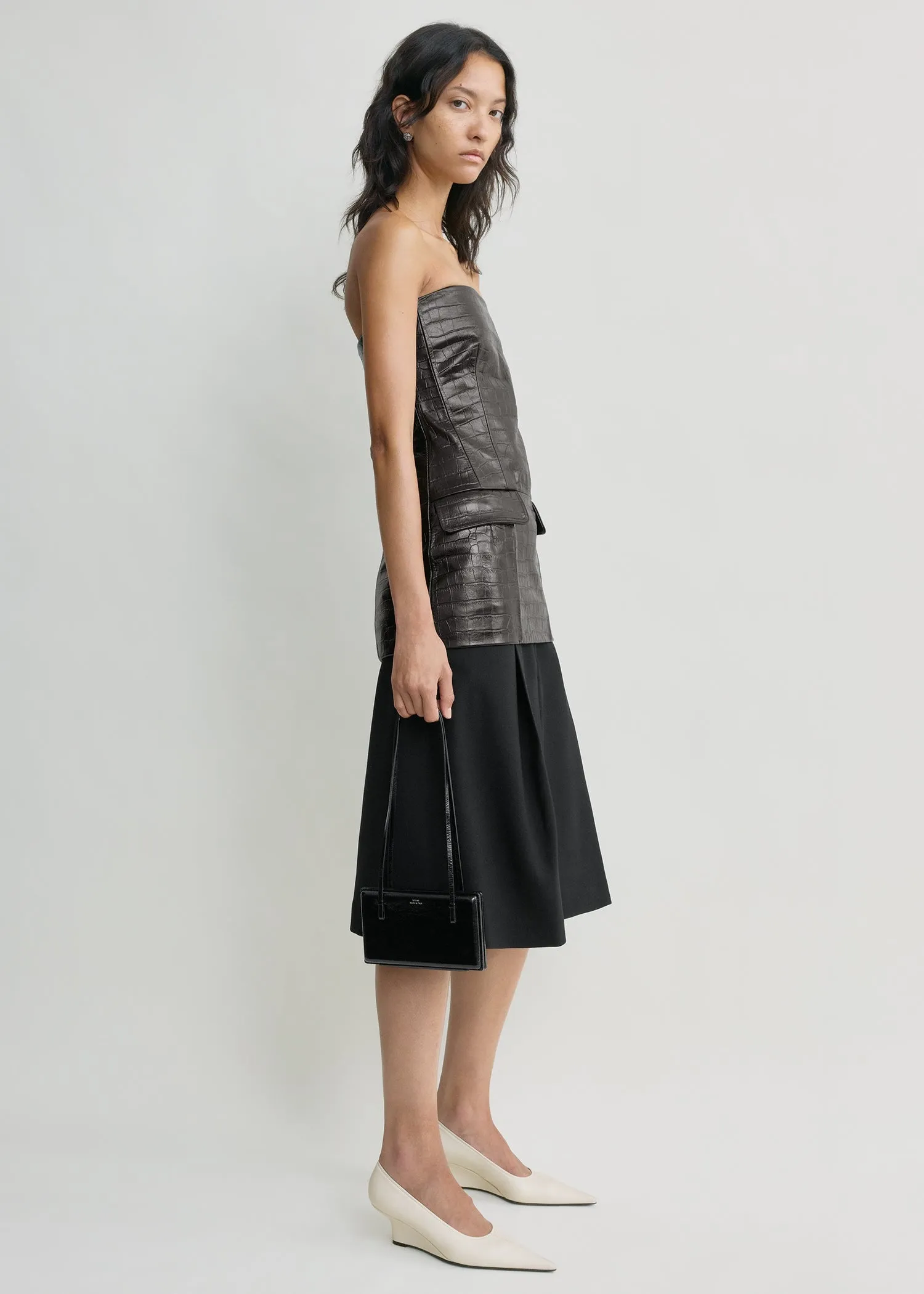 Strapless croco-embossed pocket top dark brown sold by Toteme product image thumbnail 2