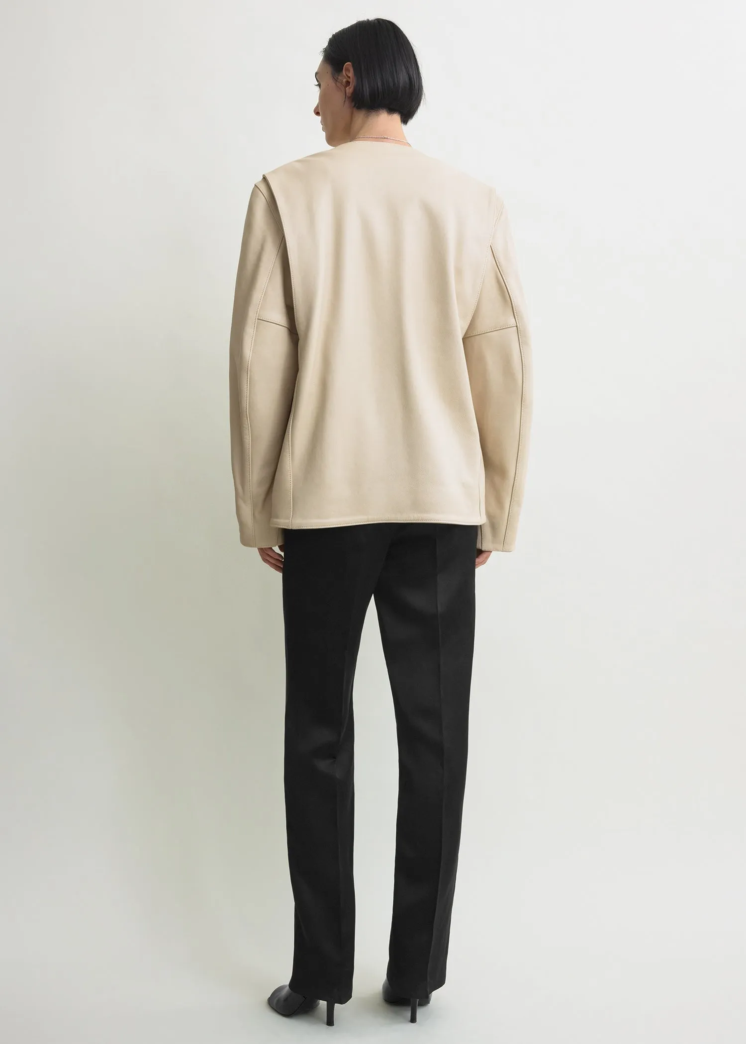 Minimal biker jacket stone sold by Toteme product image thumbnail 3