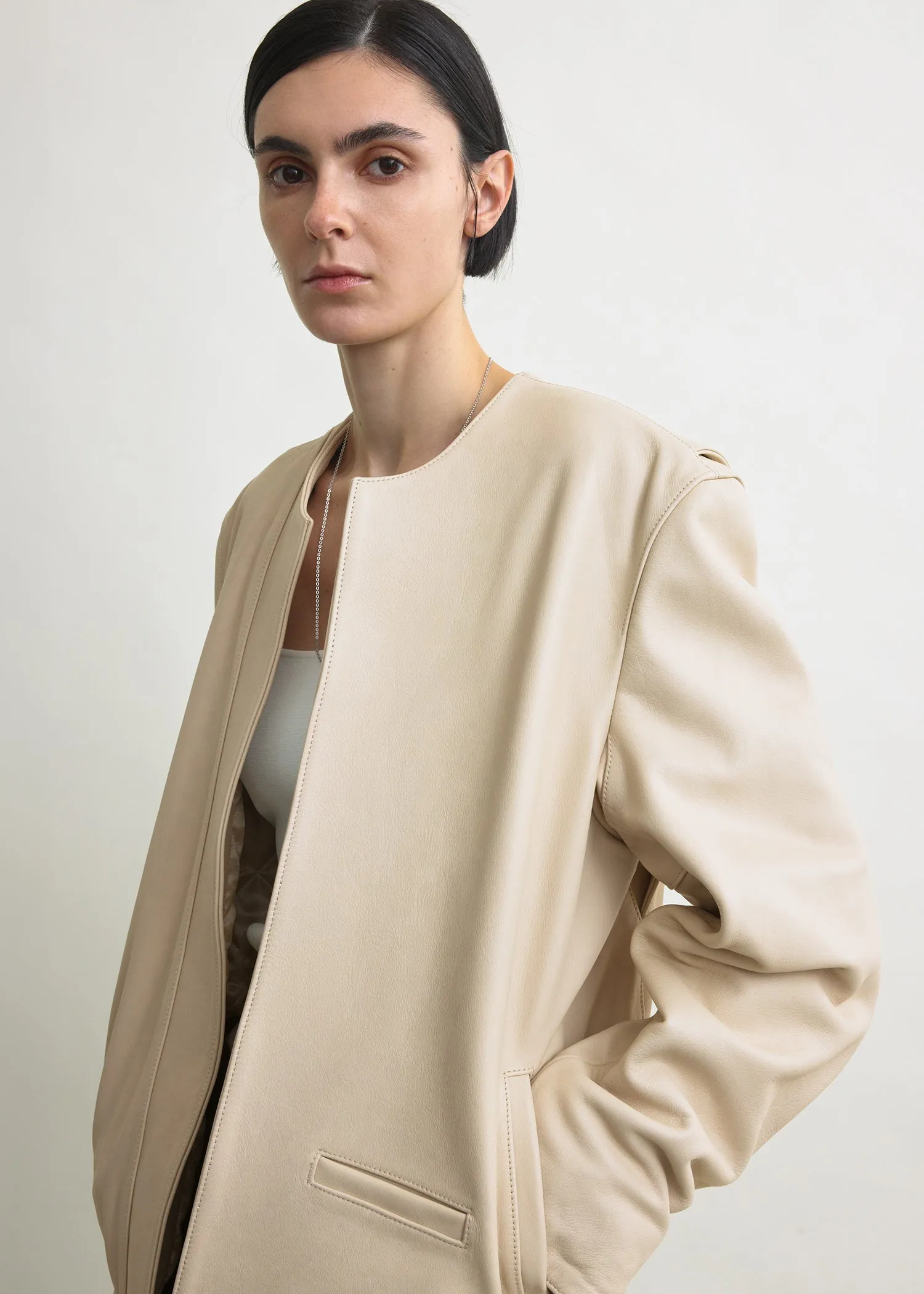 Minimal biker jacket stone sold by Toteme product image thumbnail 4