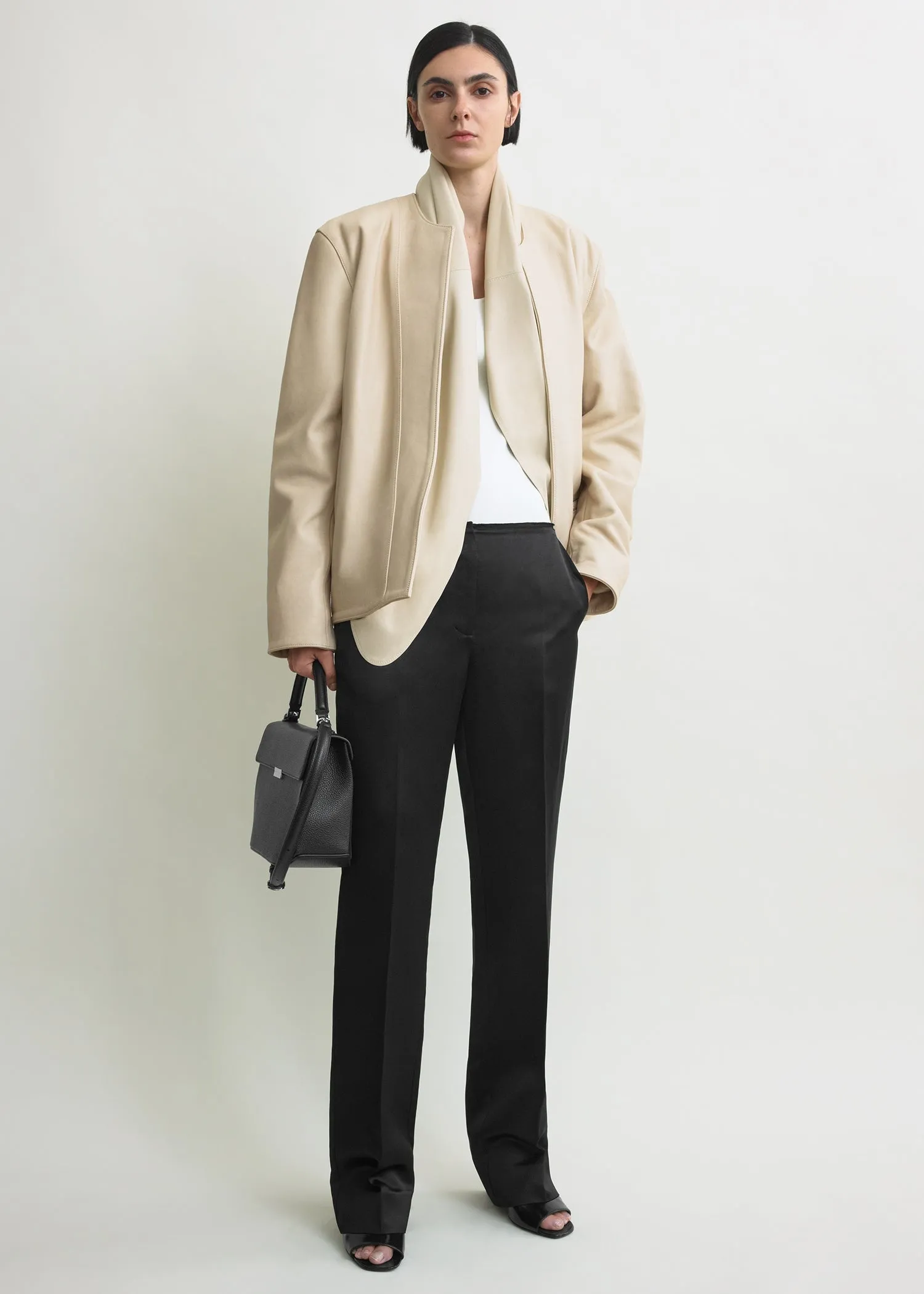 Minimal biker jacket stone sold by Toteme