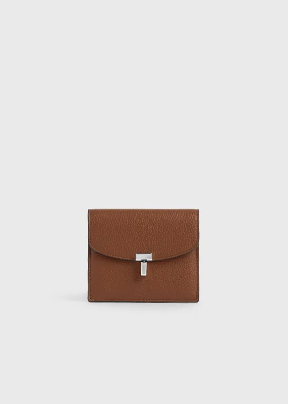 T-lock grained-leather cardholder sienna made by Toteme