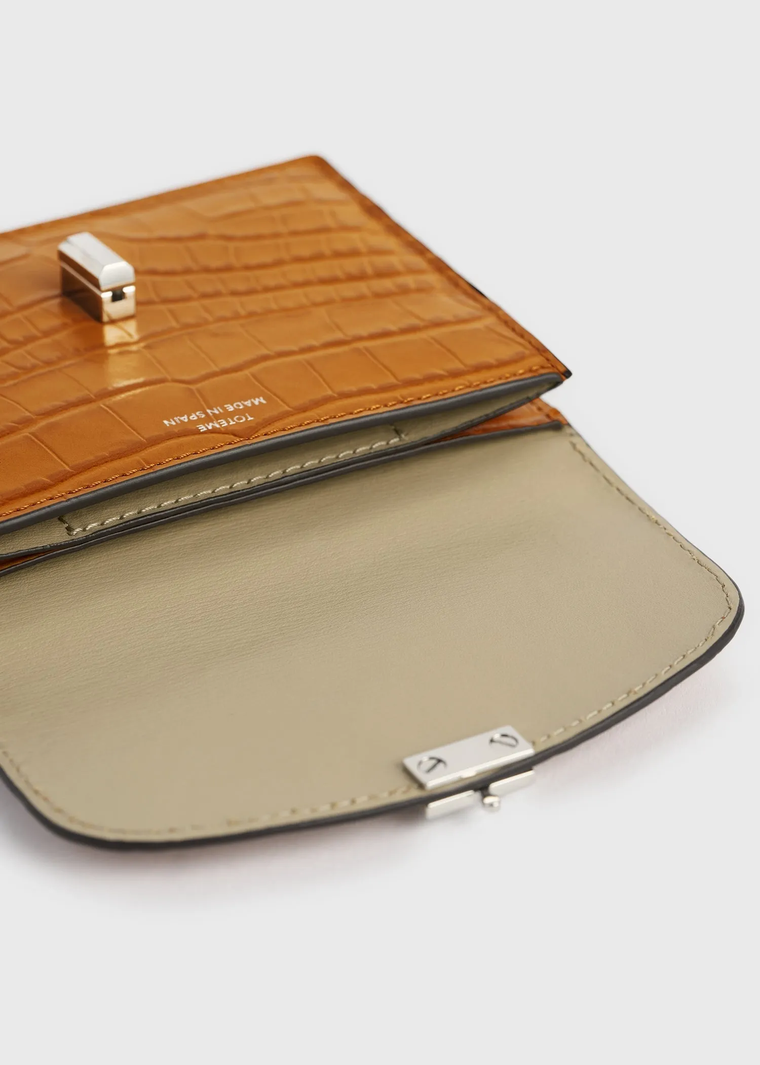 T-lock croco-embossed cardholder tangerine sold by Toteme product image thumbnail 4