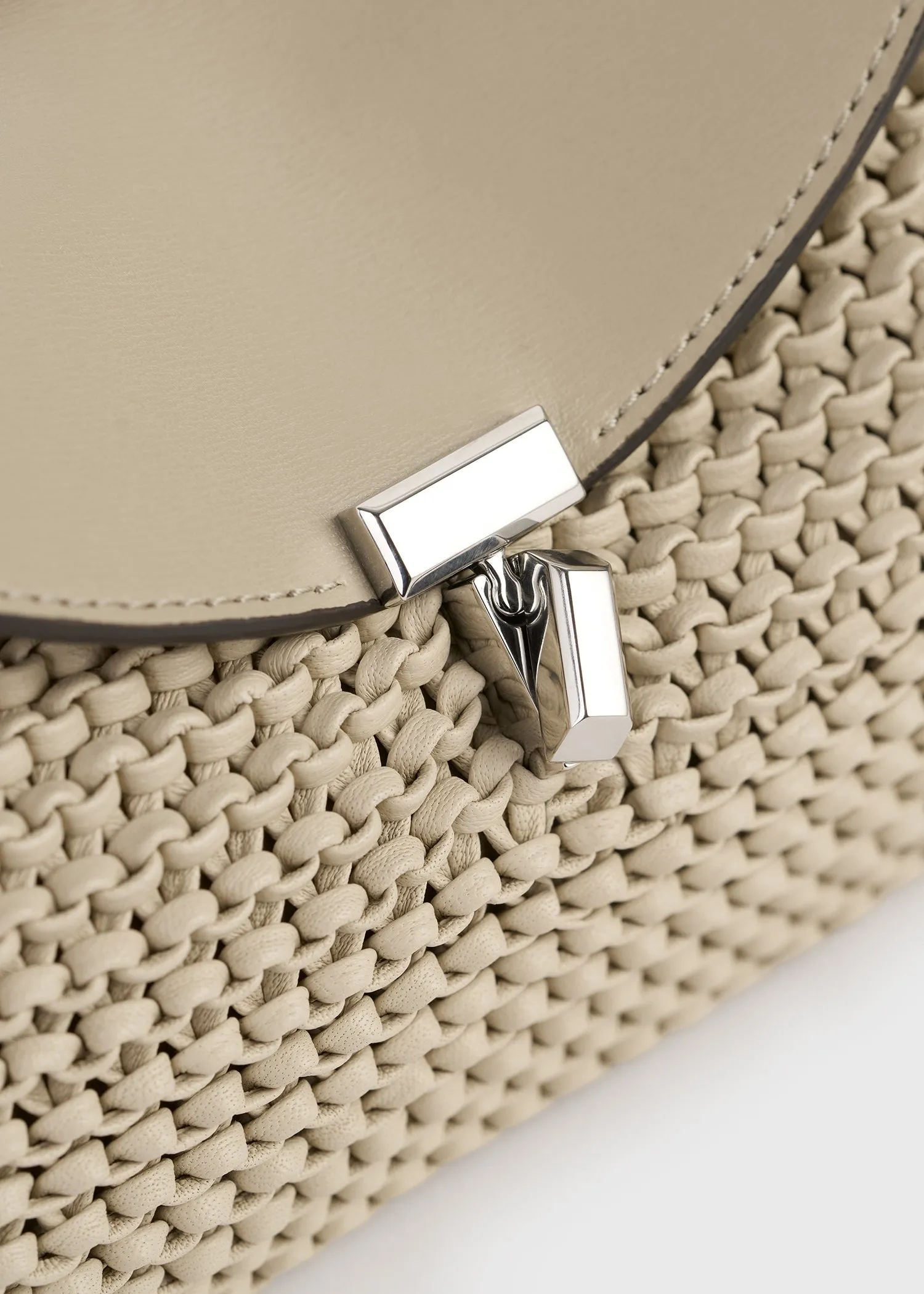 Mini T-lock woven-leather clutch fawn sold by Toteme product image thumbnail 5