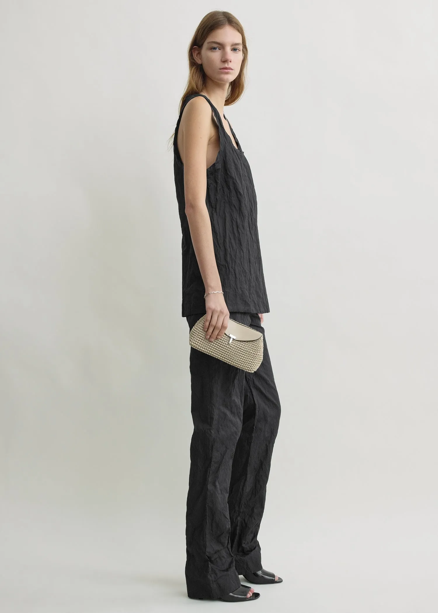 Mini T-lock woven-leather clutch fawn sold by Toteme product image thumbnail 2