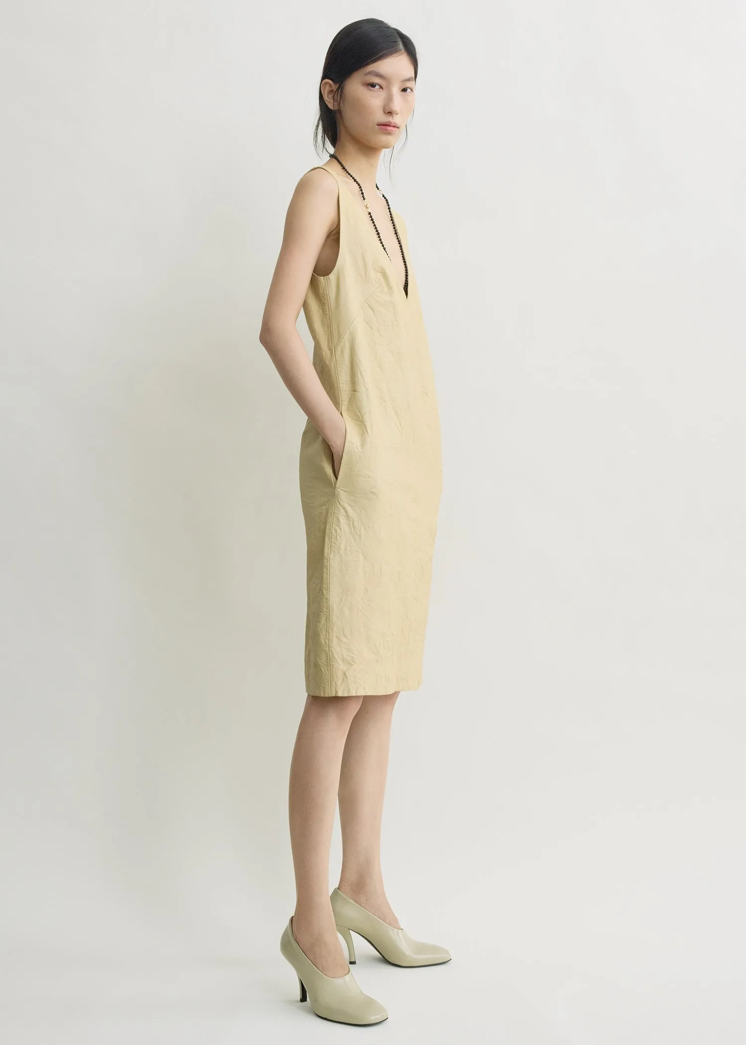 Crinkled leather dress champagne sold by Toteme product image thumbnail 2