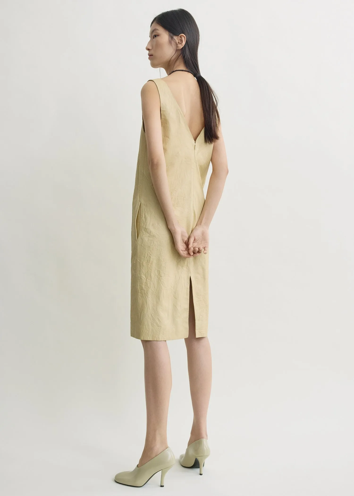 Crinkled leather dress champagne sold by Toteme product image thumbnail 3