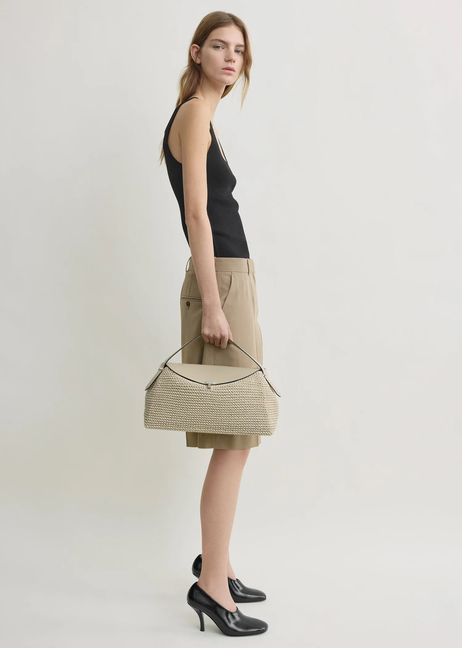 T-lock woven-leather top handle fawn sold by Toteme product image thumbnail 2