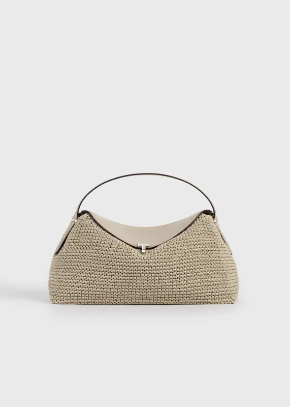 T-lock woven-leather top handle fawn sold by Toteme