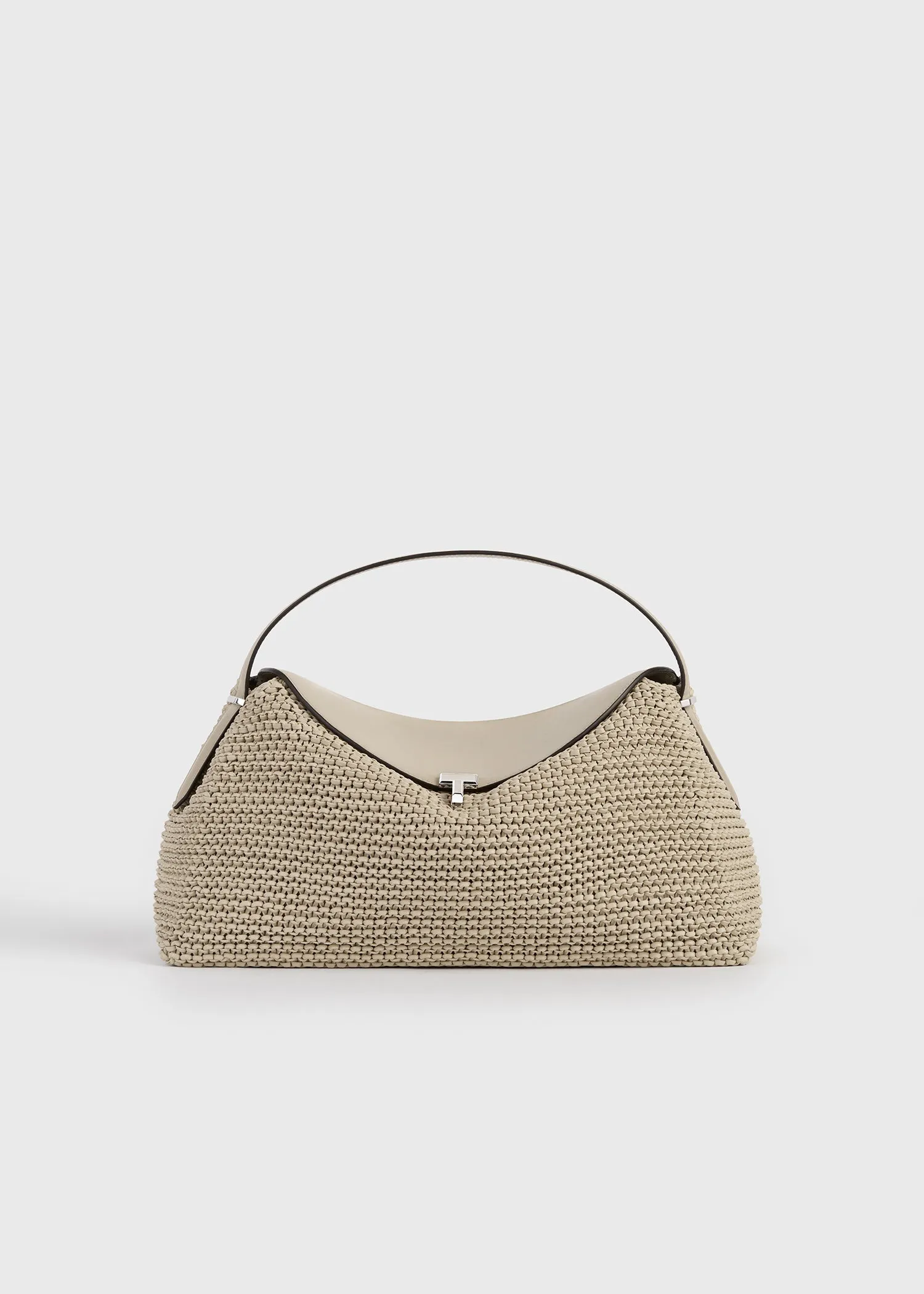 T-lock woven-leather top handle fawn sold by Toteme