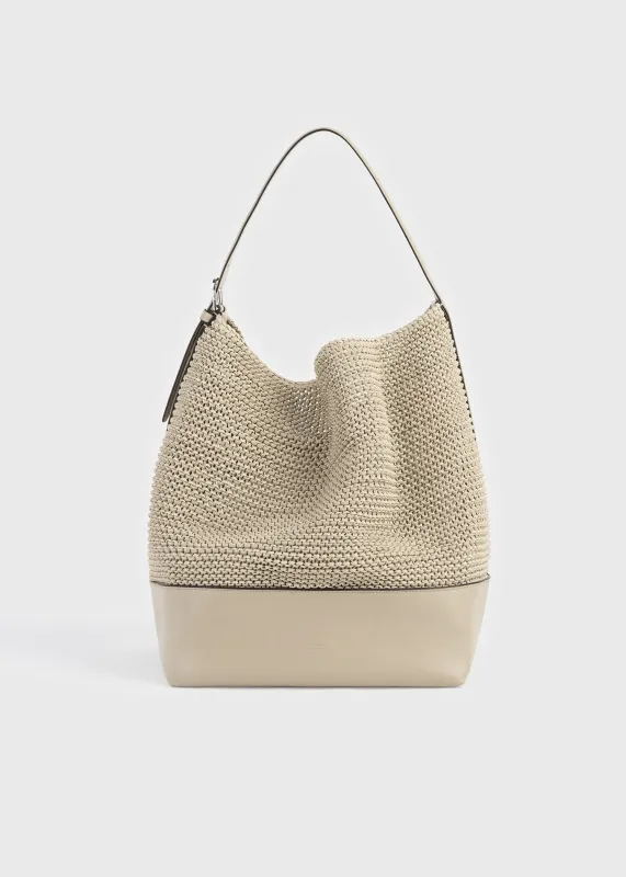 Belted woven leather tote fawn sold by Toteme