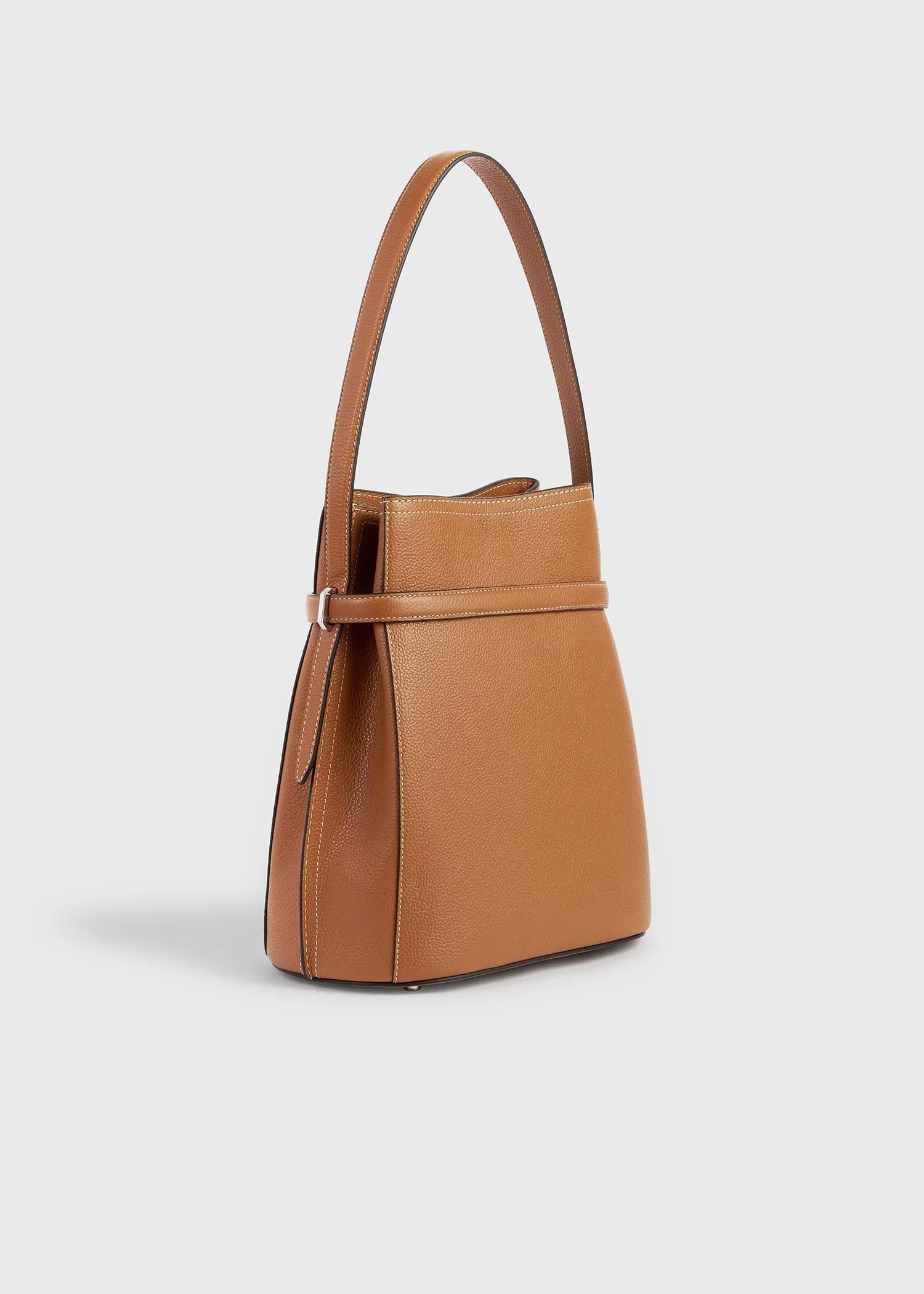 Belted grained-leather bucket bag tan sold by Toteme product image thumbnail 4