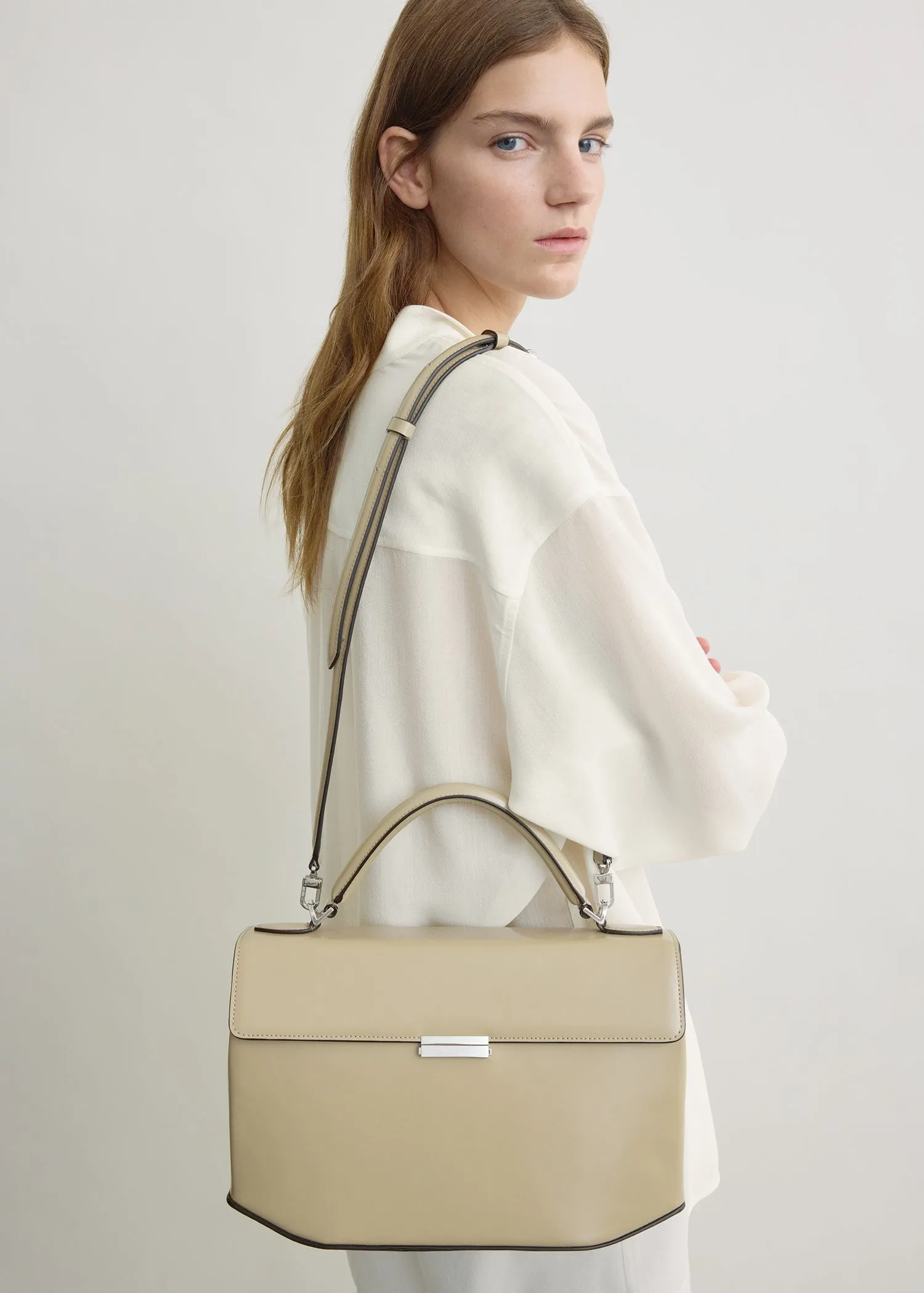 Clip polished-leather top handle cashew sold by Toteme product image thumbnail 3