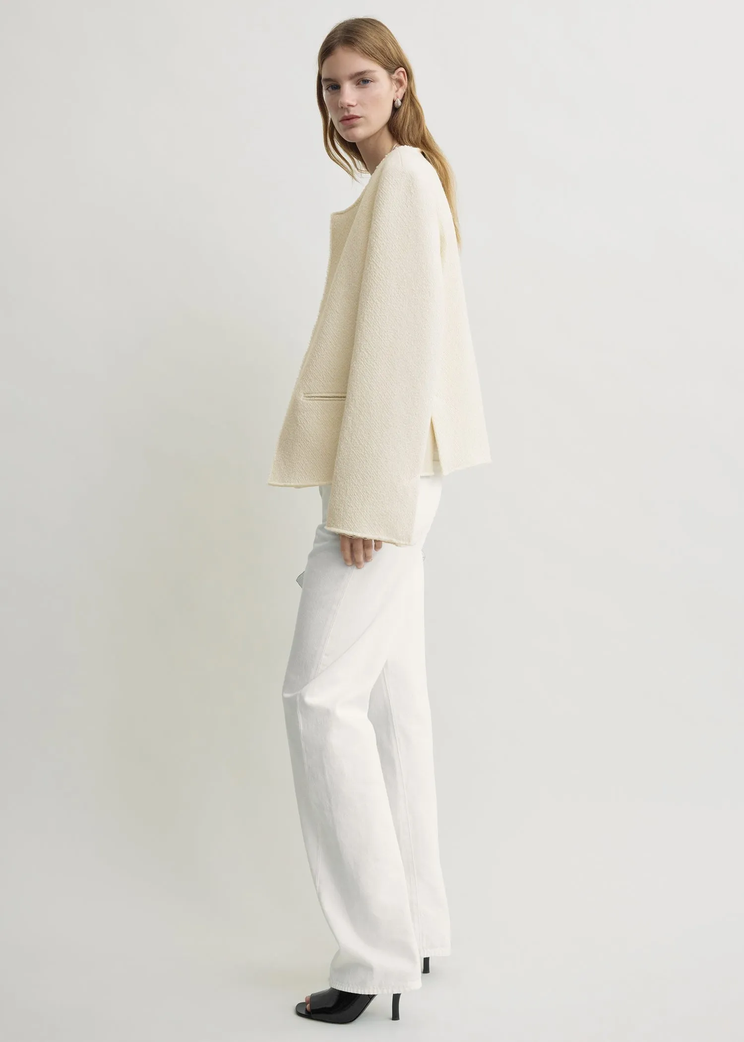 Open-front bouclé blazer ecru sold by Toteme product image thumbnail 2