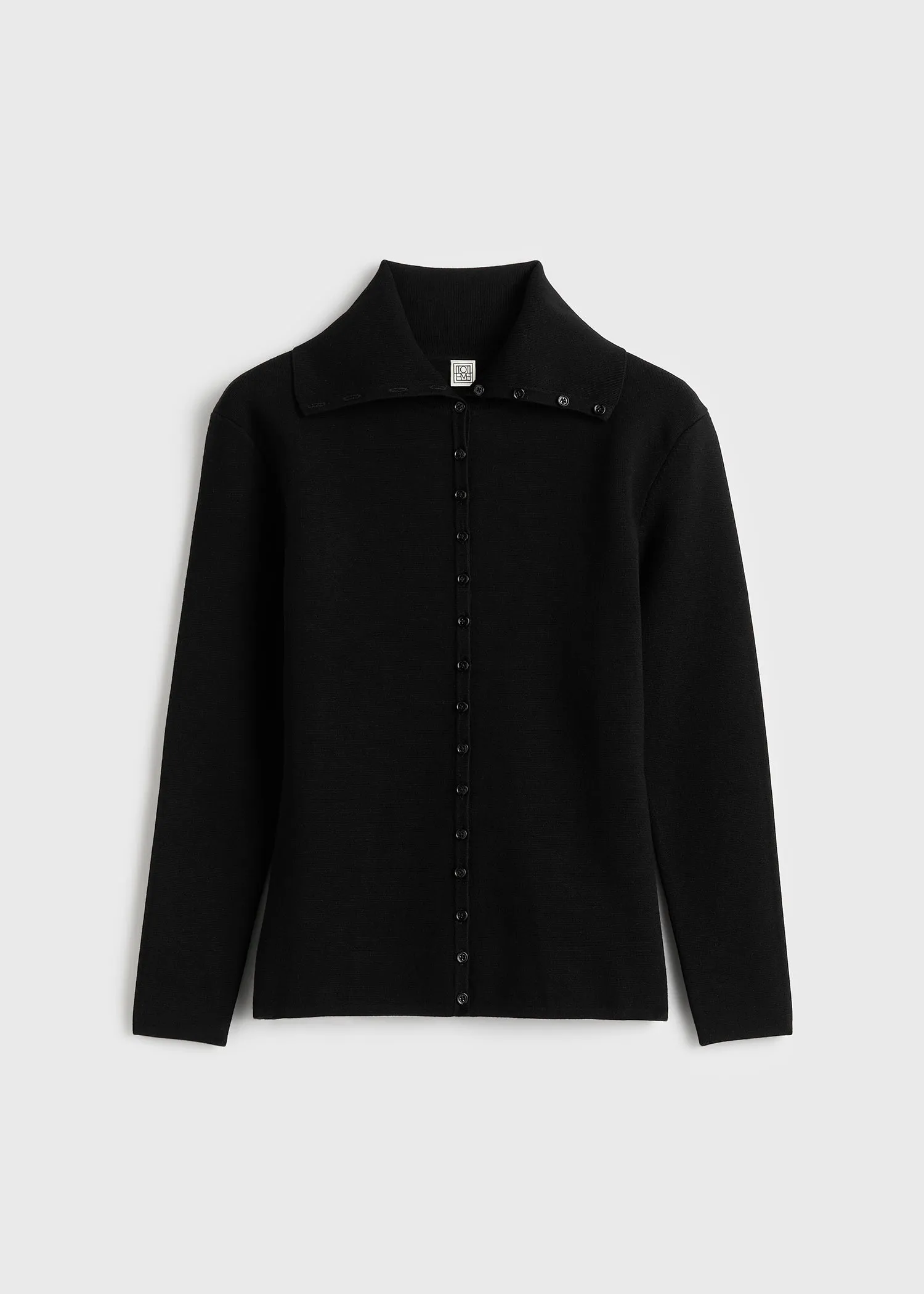 Fitted polo cardigan black sold by Toteme product image thumbnail 5