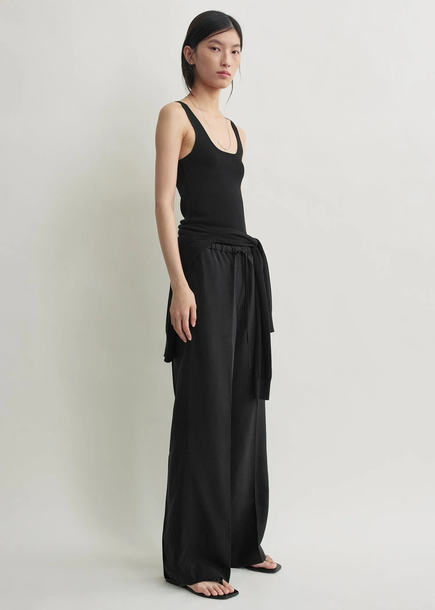 Fluid drawstring trousers black sold by Toteme product image thumbnail 2