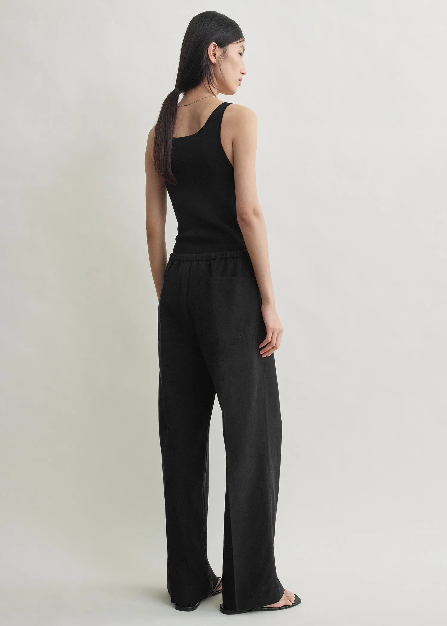 Fluid drawstring trousers black sold by Toteme product image thumbnail 3