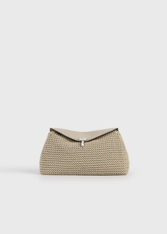 T-lock woven-leather clutch fawn sold by Toteme