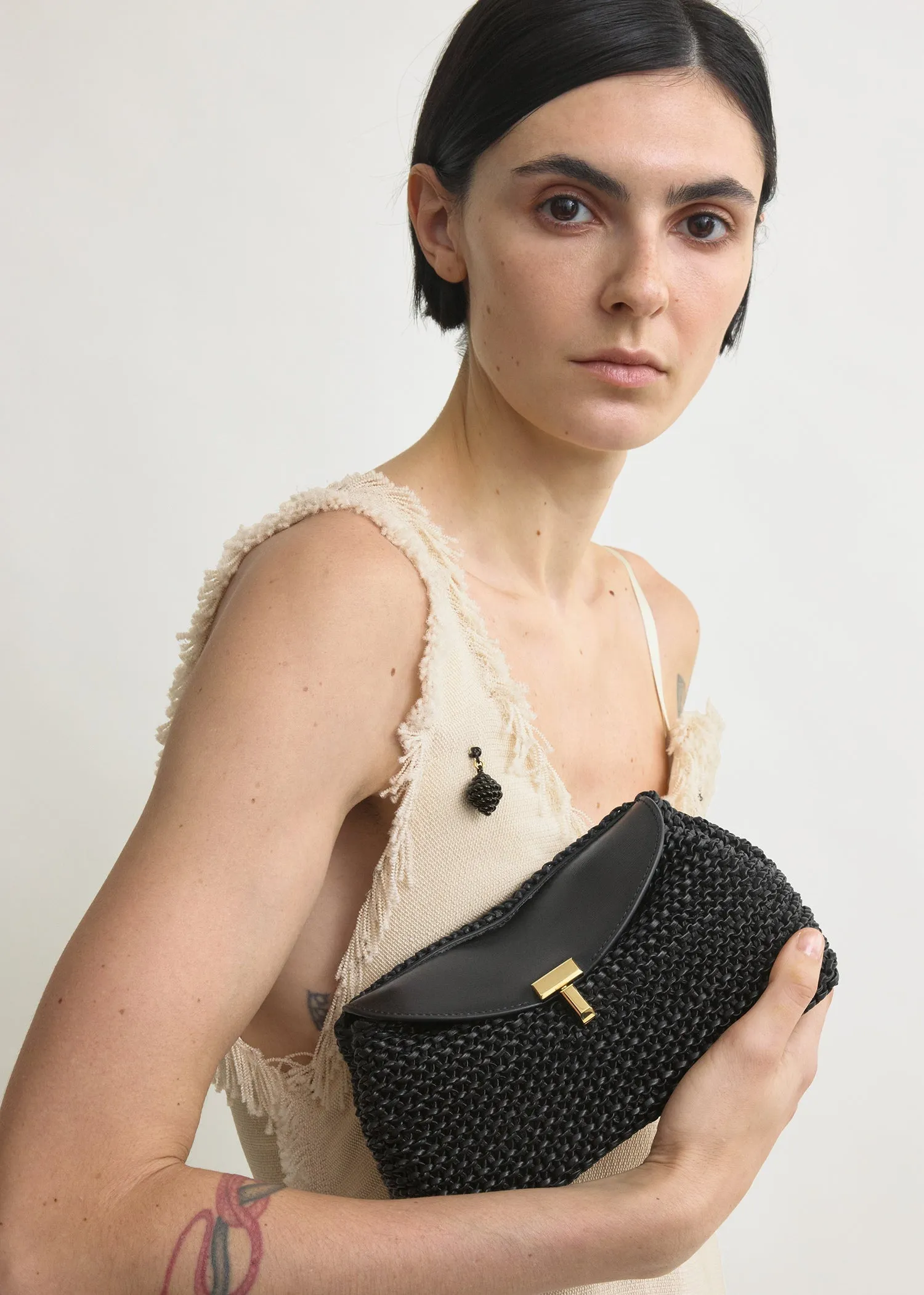 Mini T-lock woven-leather clutch black sold by Toteme product image thumbnail 3