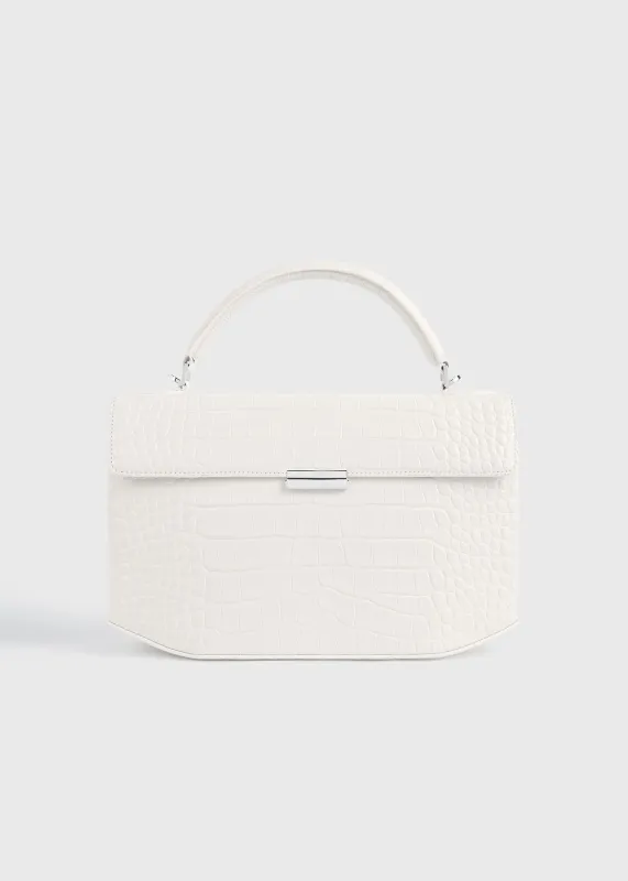 Clip croco-embossed top handle off-white made by Toteme