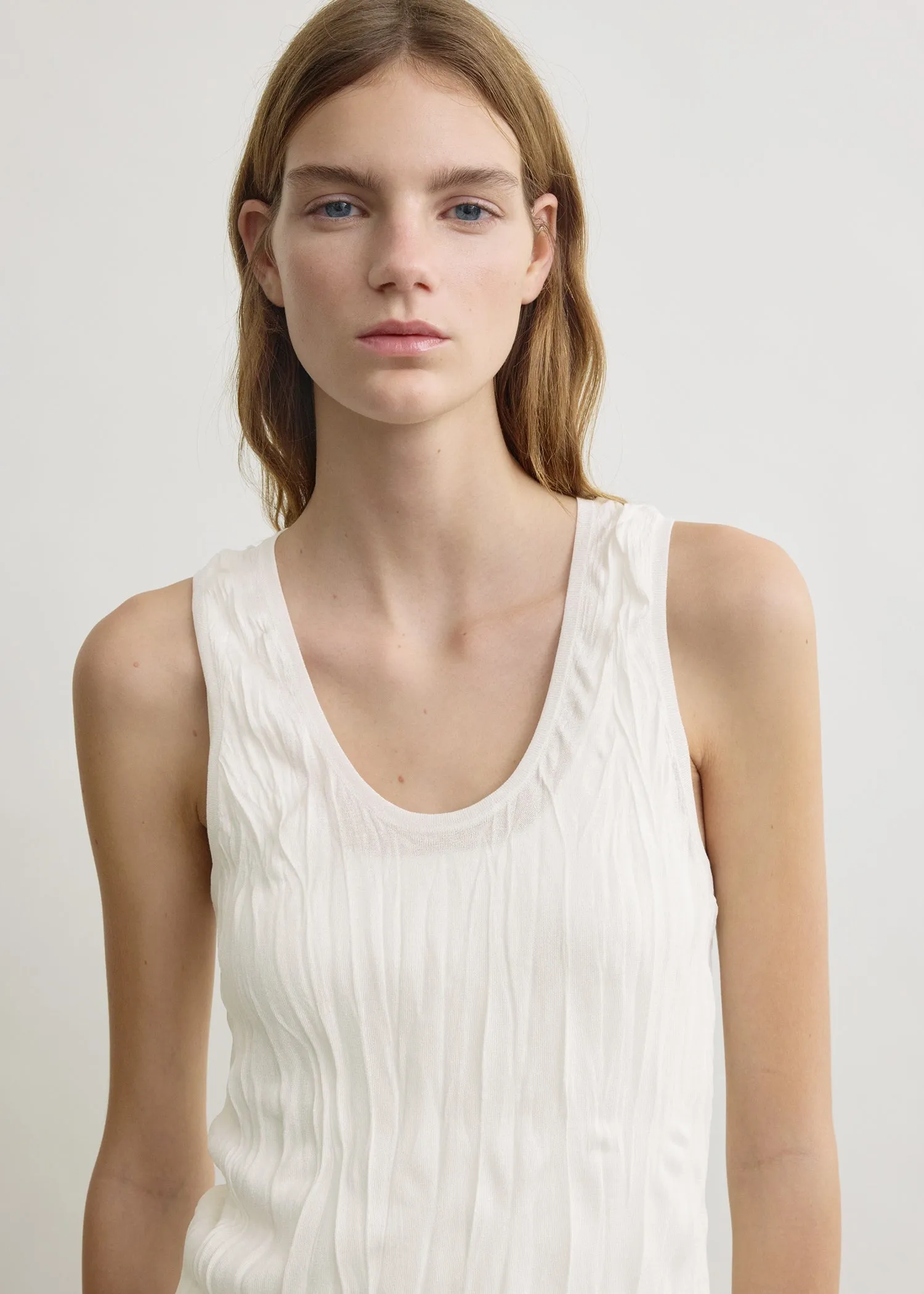 Crinkled knit tank white sold by Toteme product image thumbnail 4