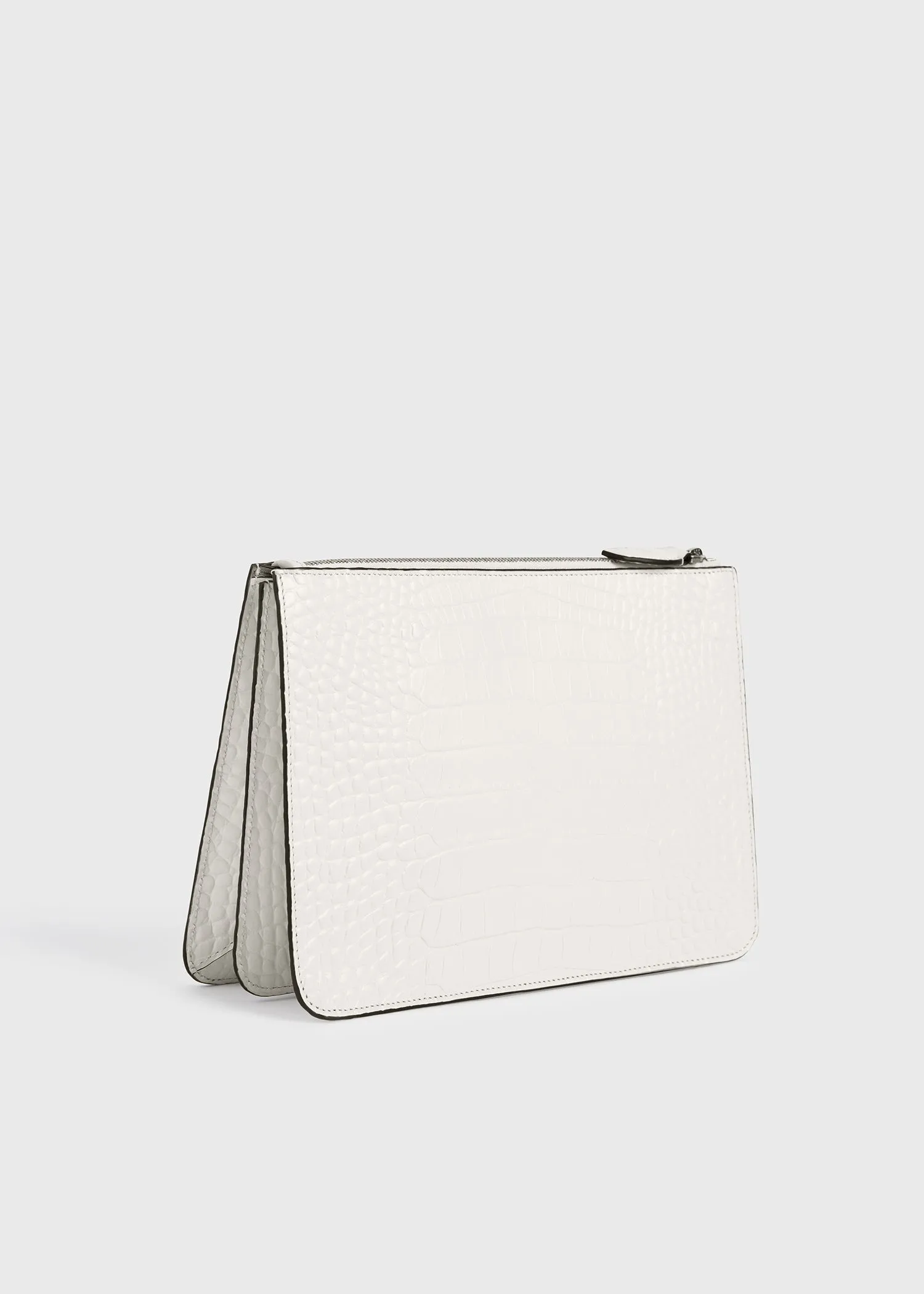 Threefold croco-embossed clutch off-white sold by Toteme product image thumbnail 4