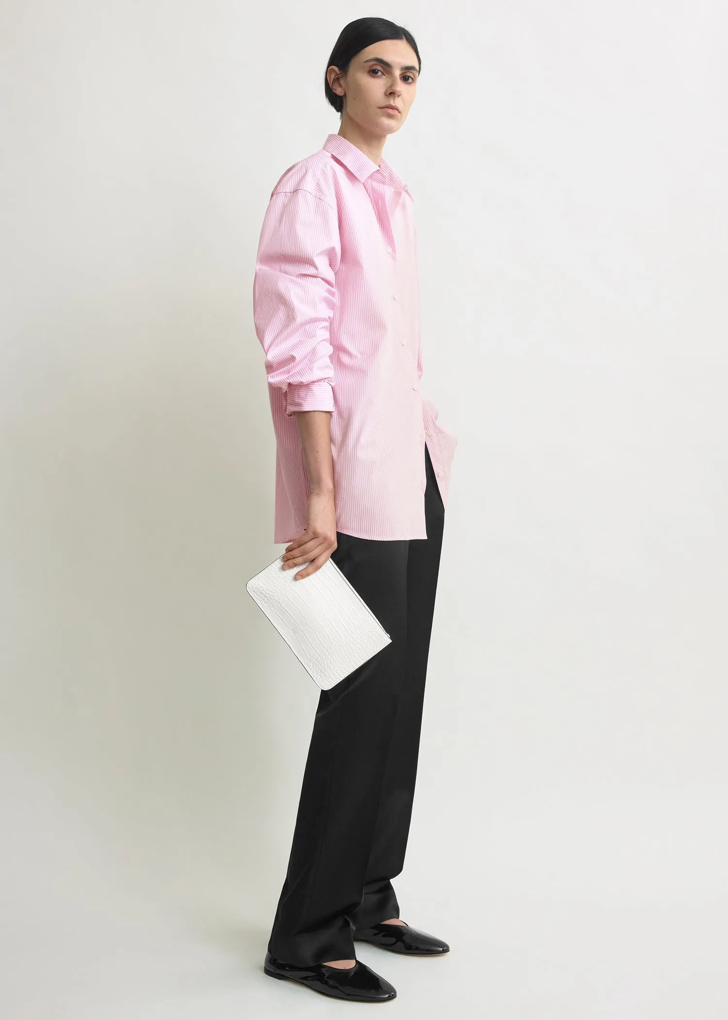 Threefold croco-embossed clutch off-white sold by Toteme product image thumbnail 2